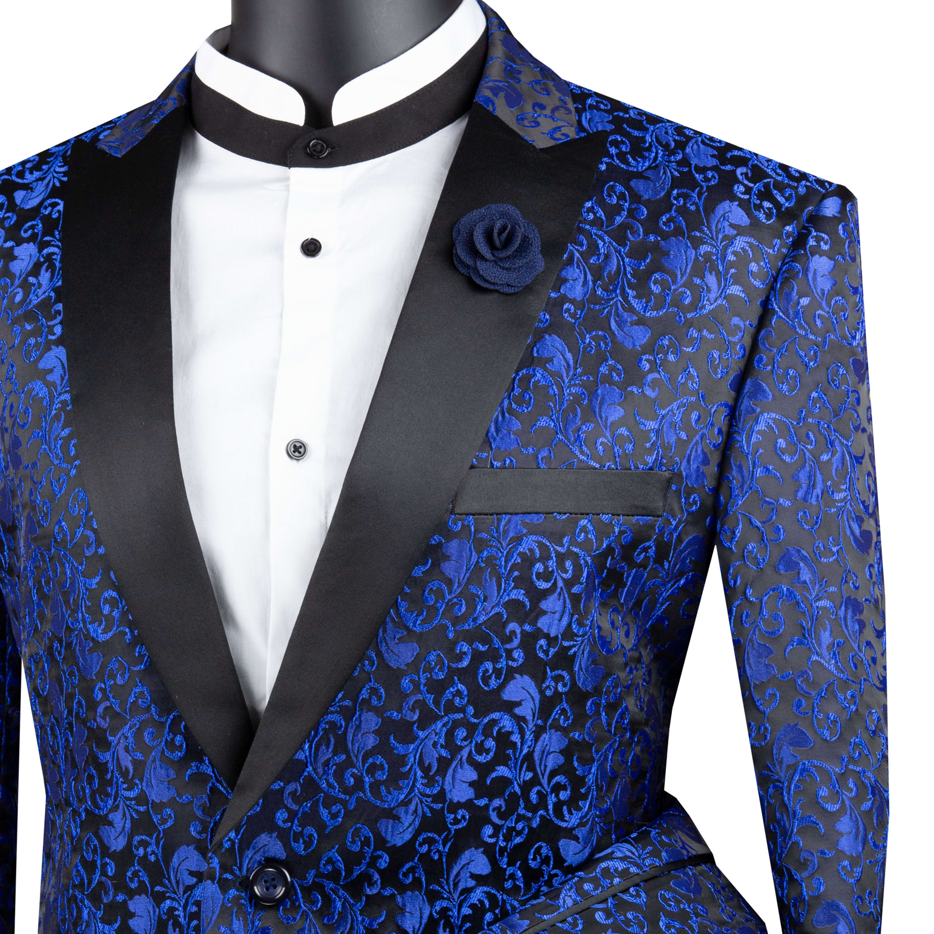 VINCI Men's Blue Paisley 2-Button Regular Fit Tuxedo Jacket - NEW - Picture 14 of 27