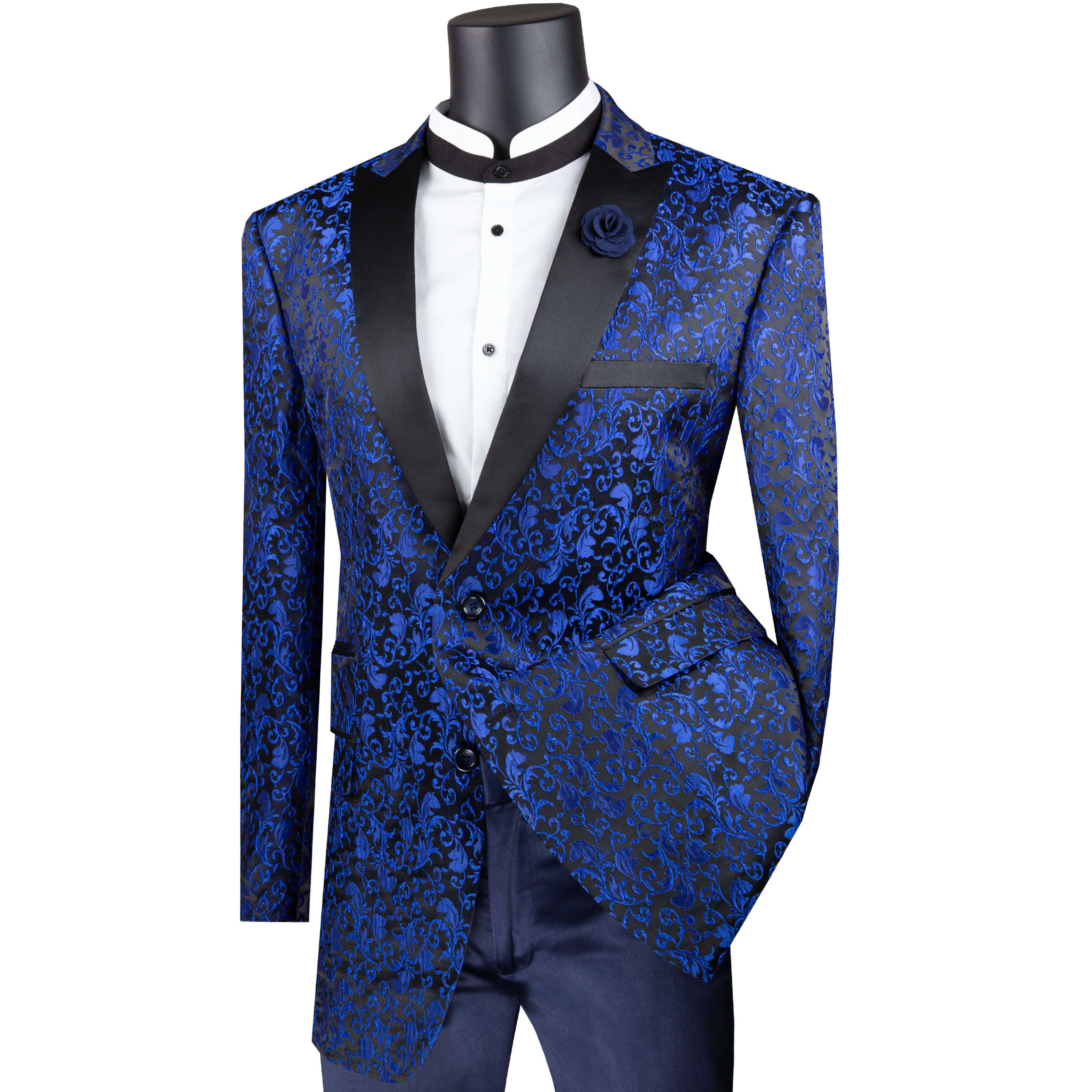VINCI Men's Blue Paisley 2-Button Regular Fit Tuxedo Jacket - NEW - Picture 19 of 27