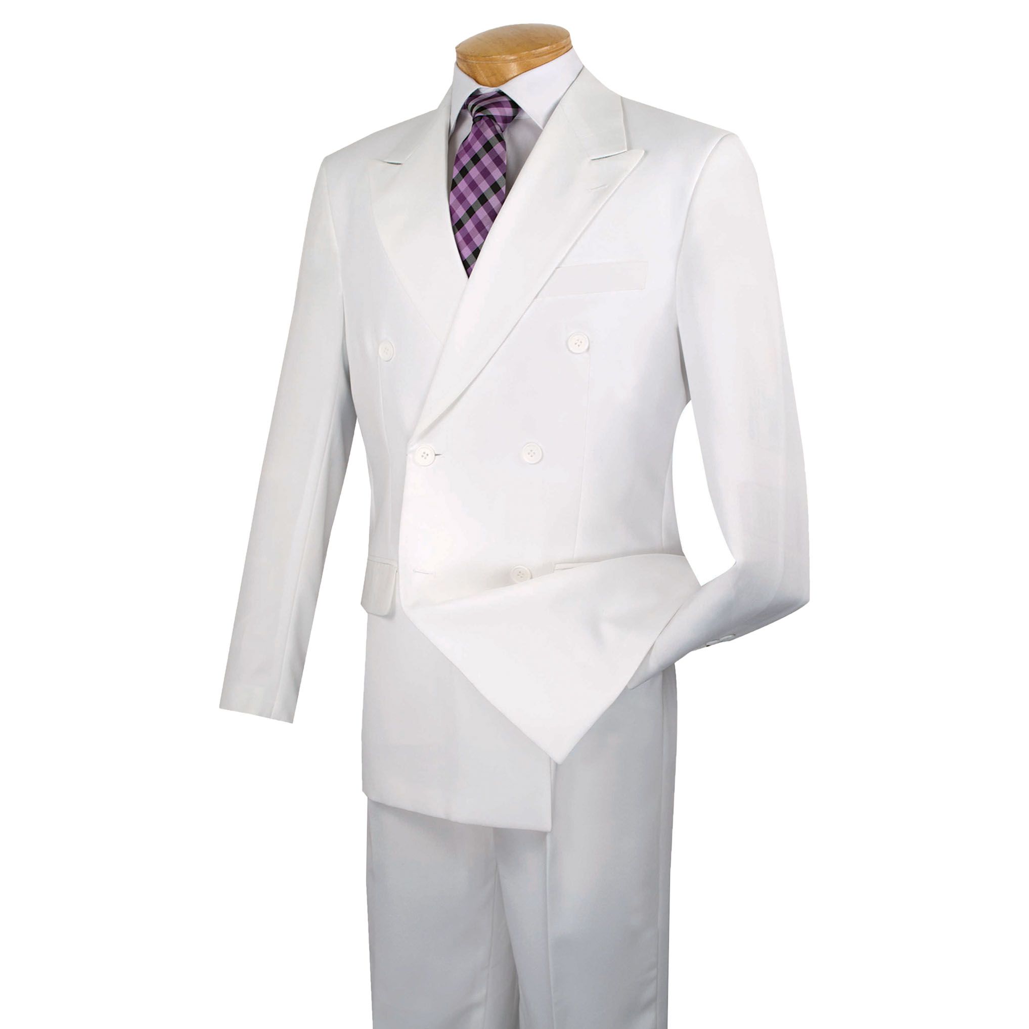 LUCCI Men's Double Breasted Classic Fit Poplin Polyester Suit NEW