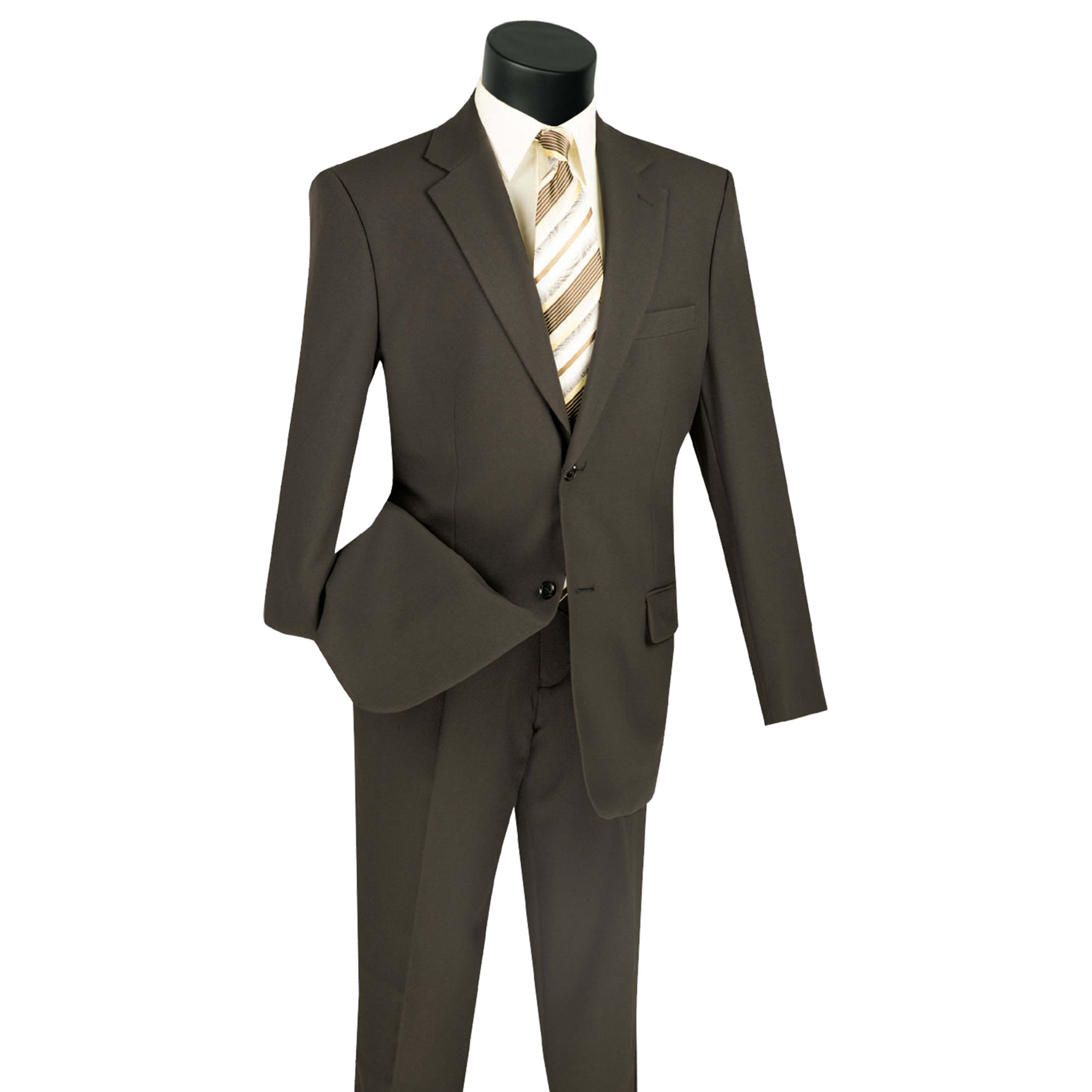 LUCCI Men's Brown 2-Button Slim-Fit Poplin Polyester Suit NEW