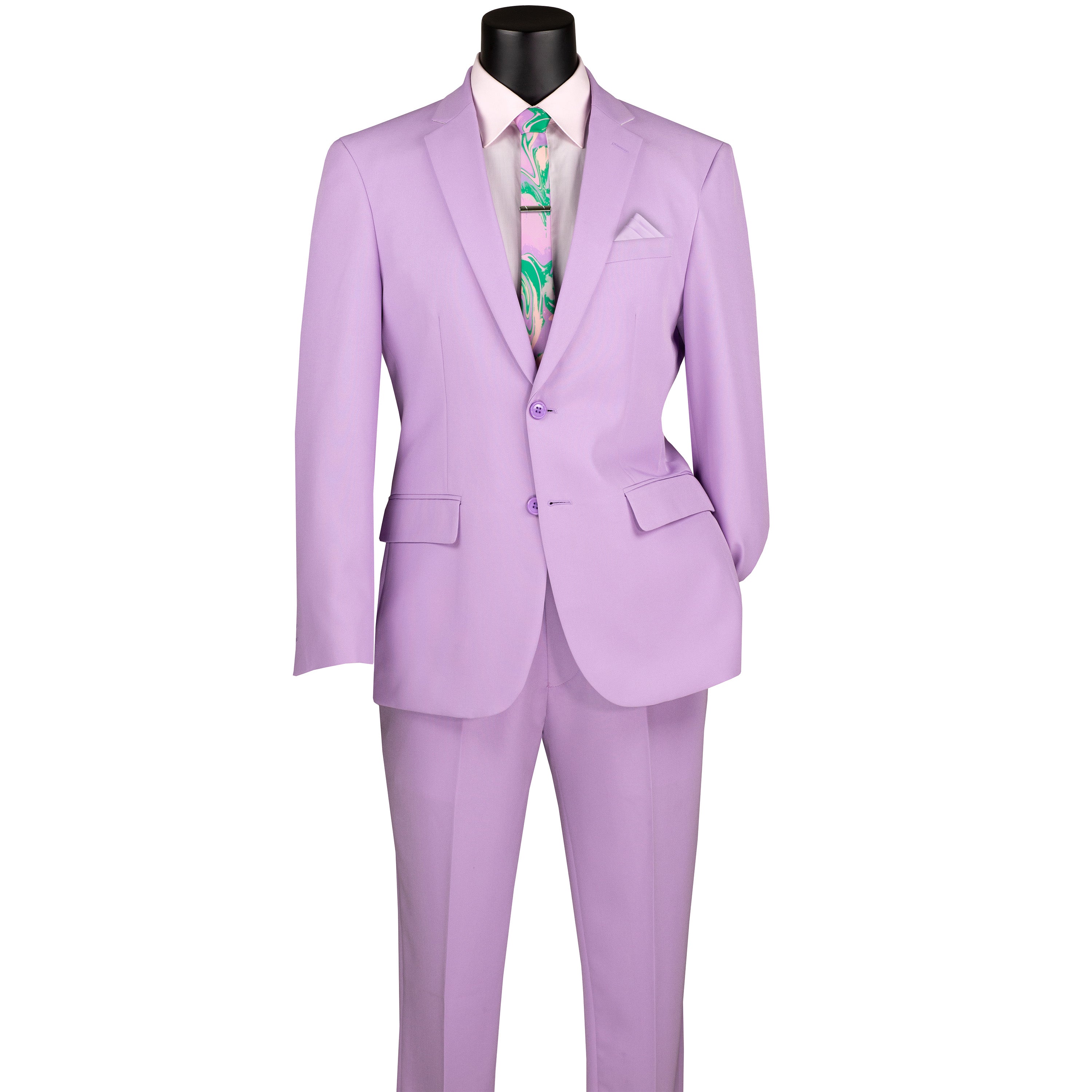 LUCCI Men's Lavender 2 Button Slim Fit Poplin Polyester Suit, 34S LUCCI Men's Lavender 2 Button Slim Fit Poplin Polyester Suit, 34S