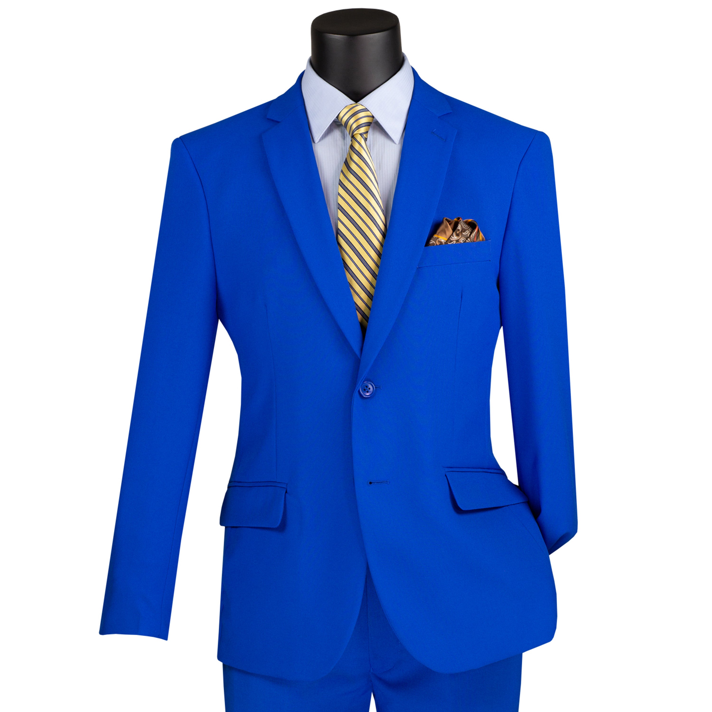 LUCCI Men's Royal Blue 2-Button Slim-Fit Poplin Polyester Suit, 34S-52L - NEW - Picture 37 of 81