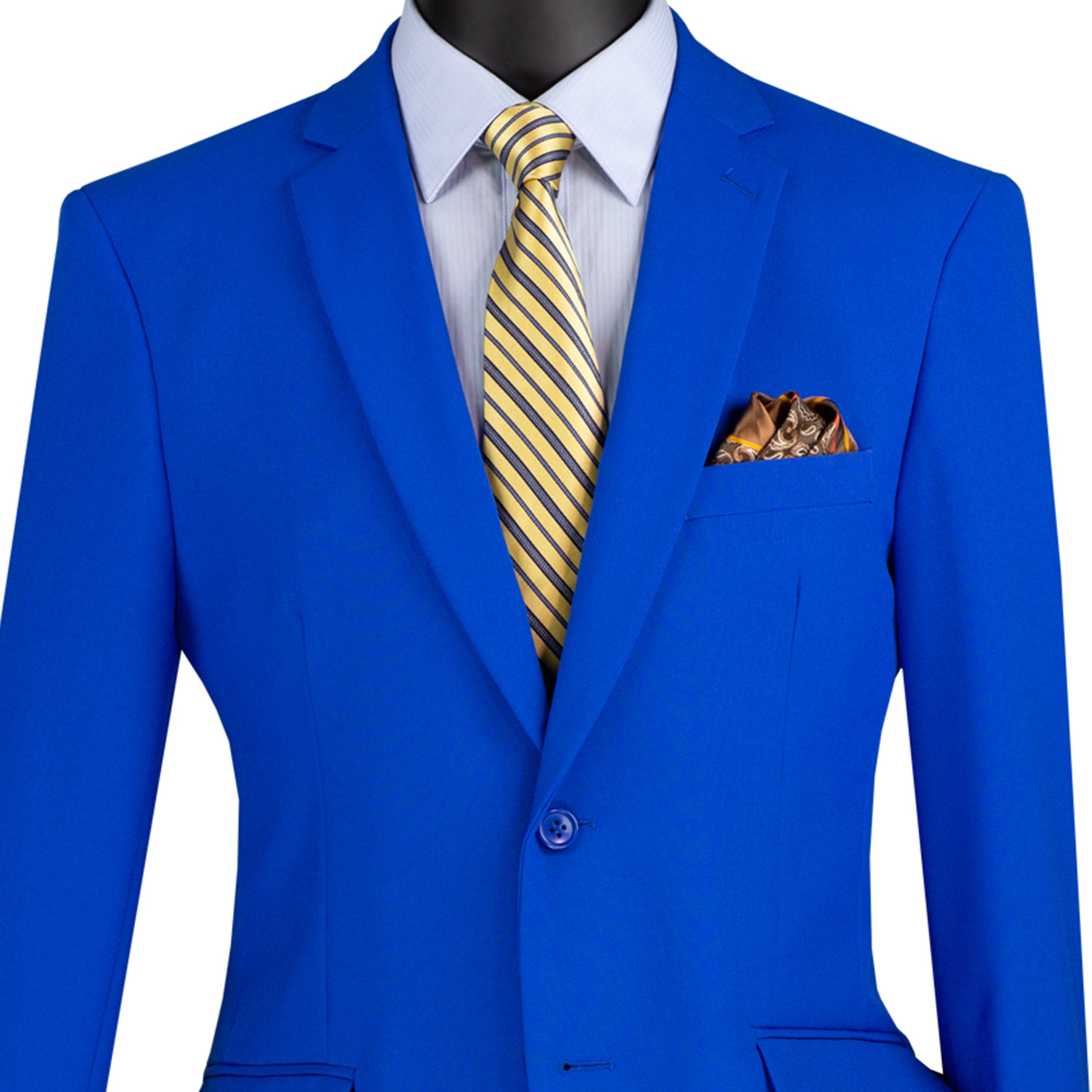 LUCCI Men's Royal Blue 2-Button Slim-Fit Poplin Polyester Suit, 34S-52L - NEW - Picture 38 of 81