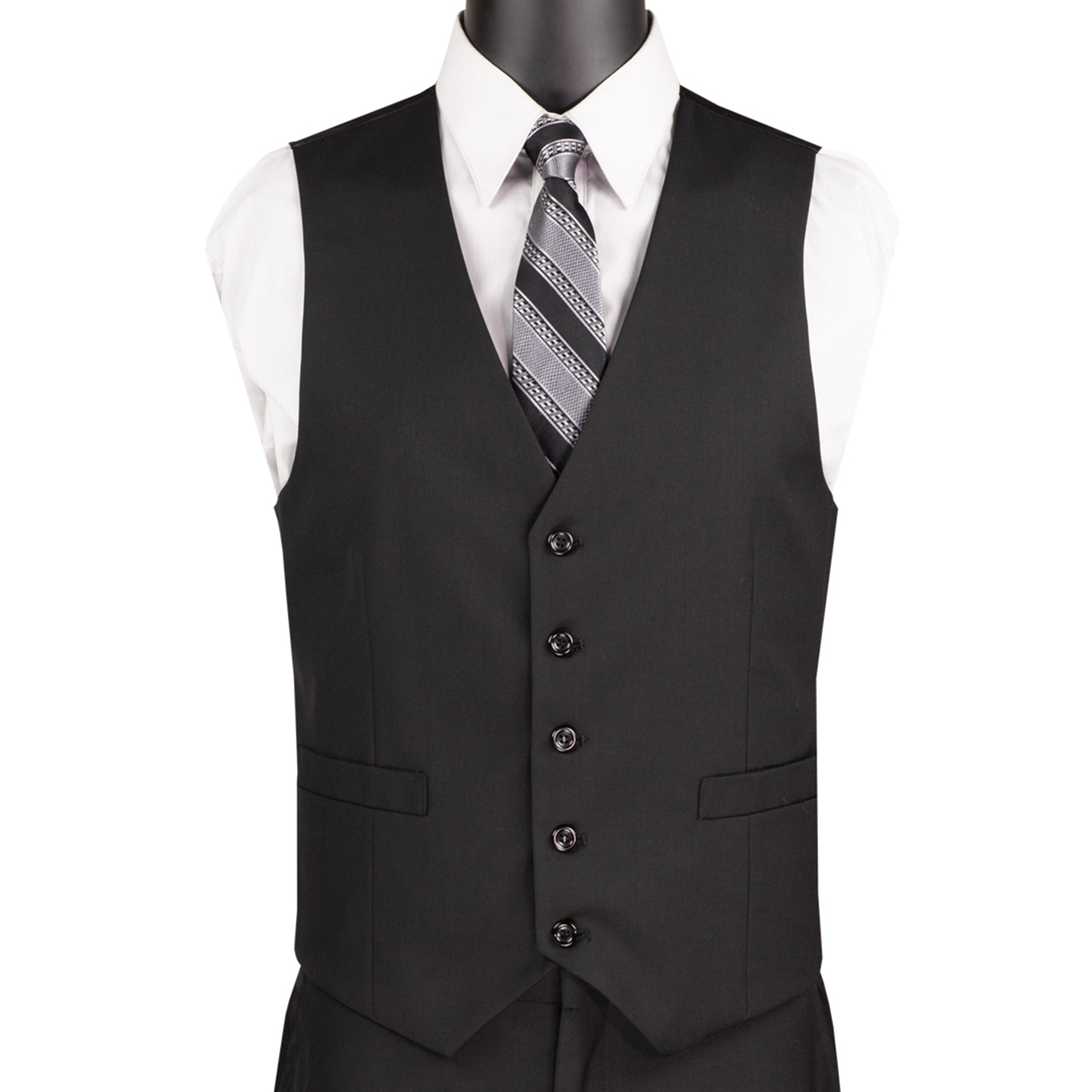VINCI Men's Black 3-Piece 2-Button Slim Suit w/ Matching Vest - NEW - Picture 58 of 135