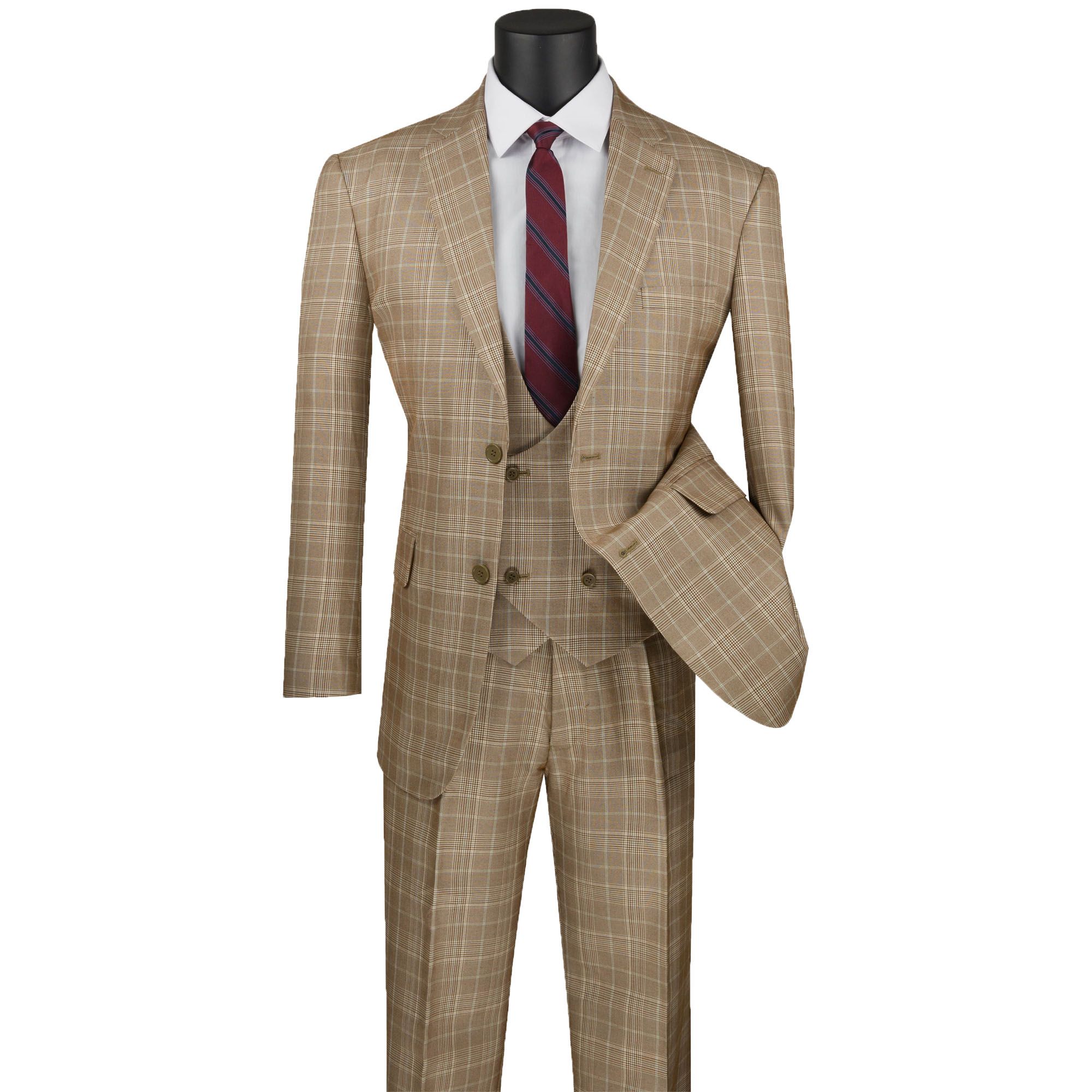 Vinca Collection- Navy Glen Plaid Three Piece Suit Regular Fit main image 0