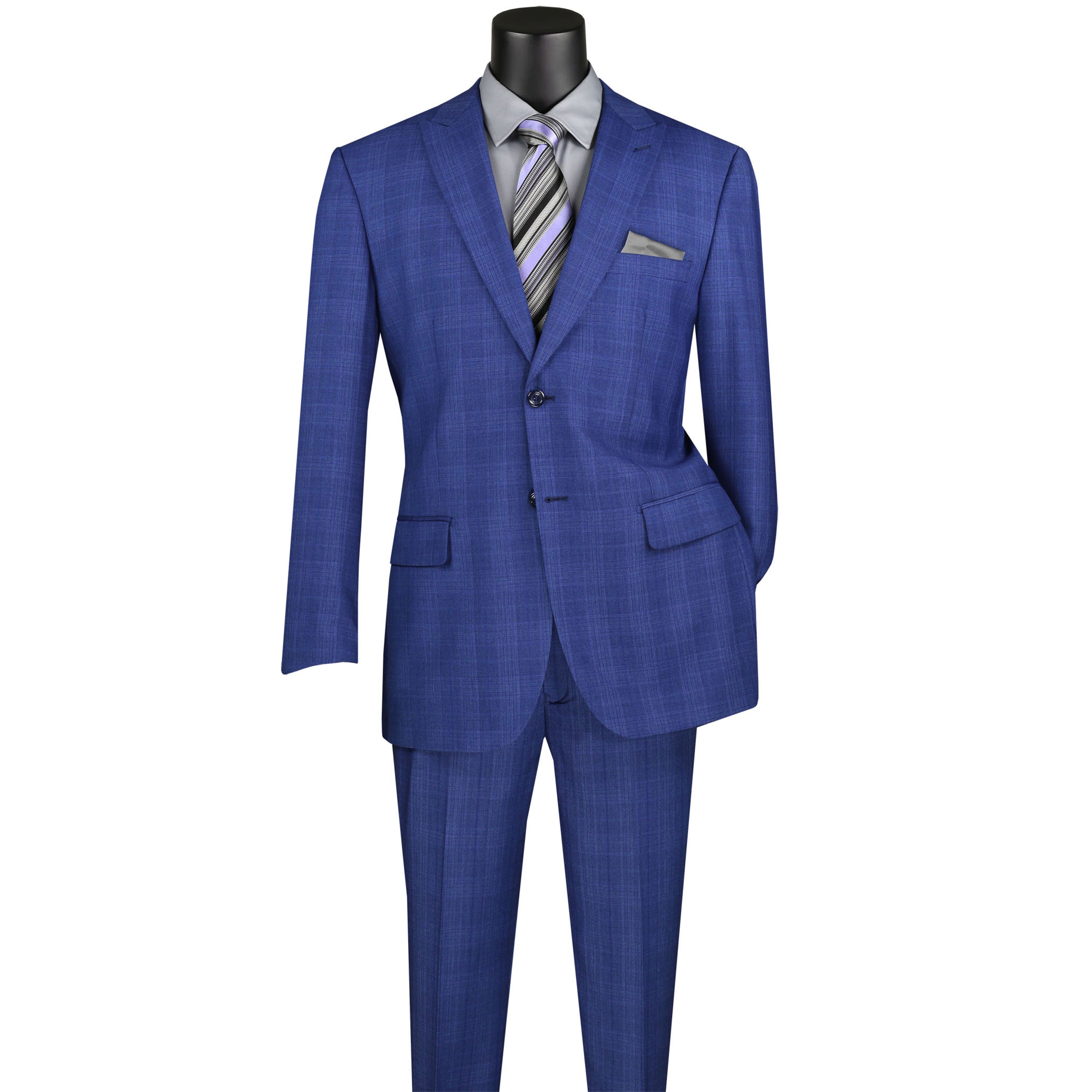 VINCI Men's Glen Plaid 2-Button Suit w/ Peak Lapel - 36S-56L, 3 Colors - NEW - Picture 8 of 16