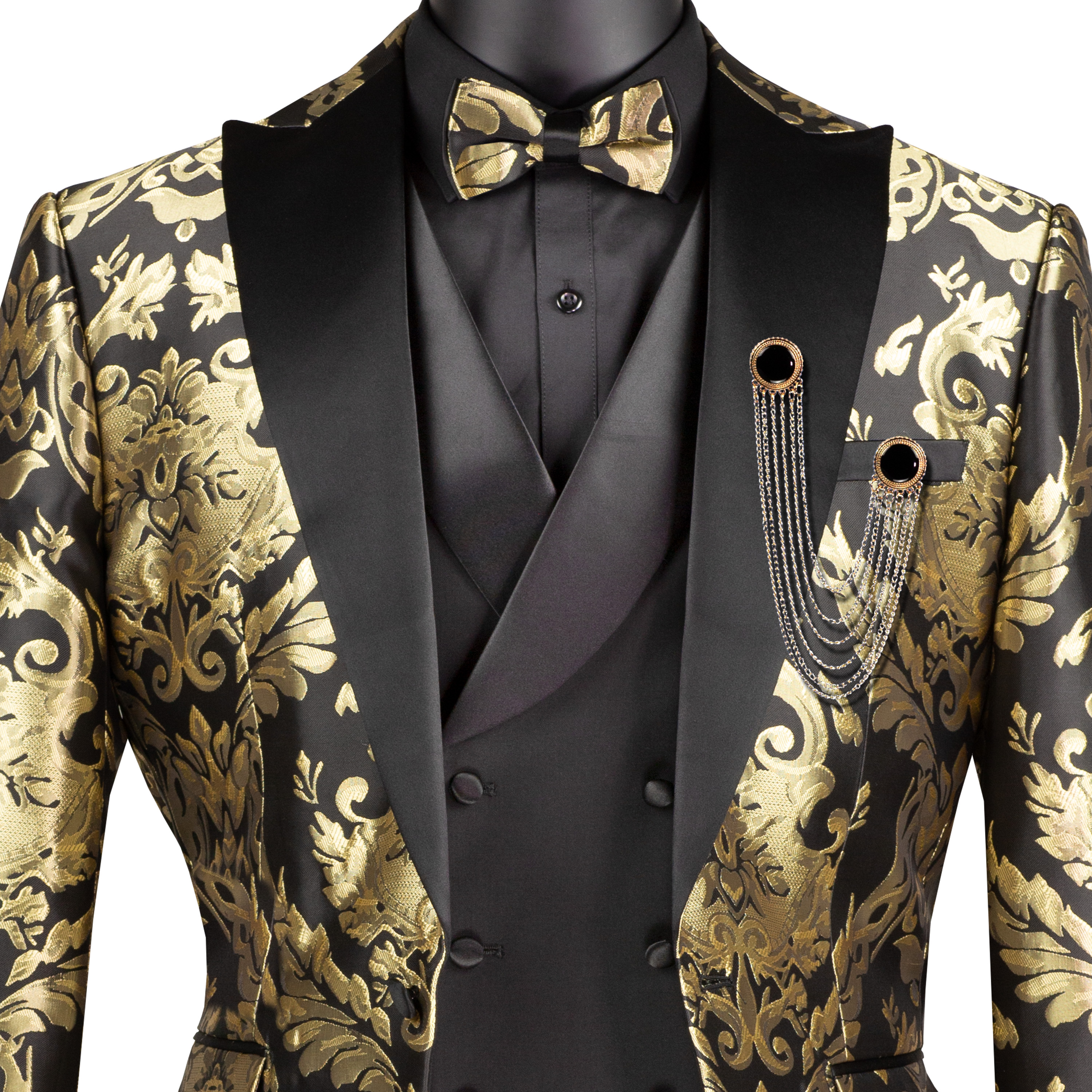 VINCI Men's Jacquard 3pc Modern Tuxedo w/ Bow-Tie - 36S-56L, 4 Colors - NEW - Picture 7 of 21