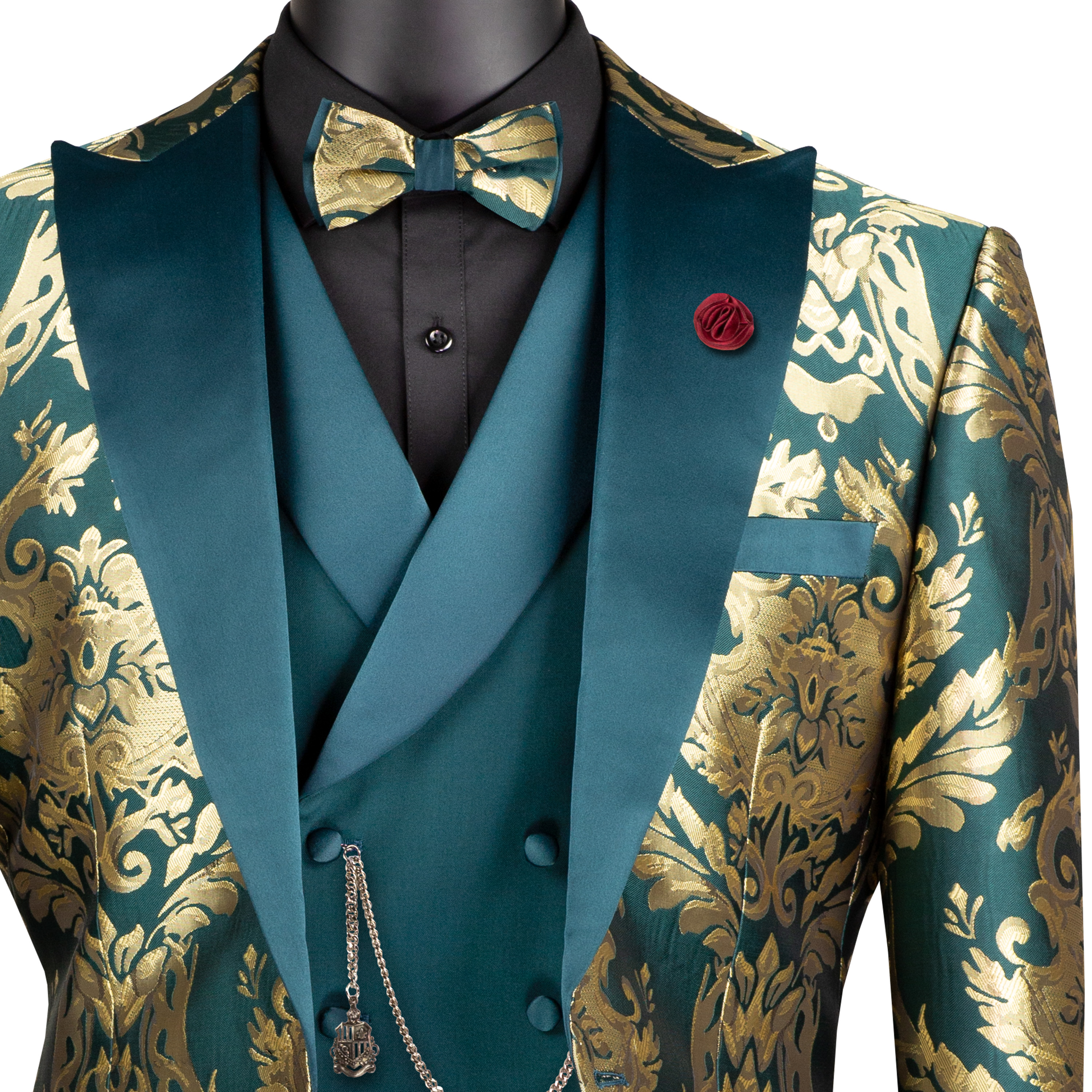 VINCI Men's Jacquard 3pc Modern Tuxedo w/ Bow-Tie - 36S-56L, 4 Colors - NEW - Picture 11 of 21