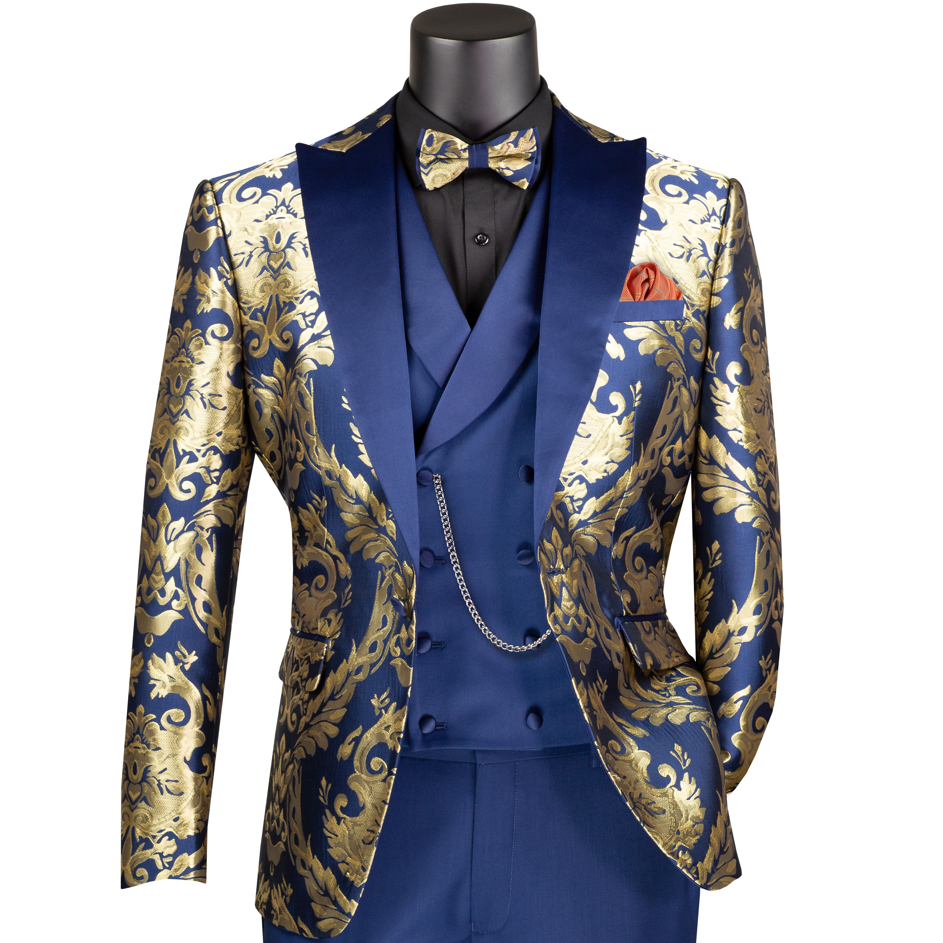 VINCI Men's Jacquard 3pc Modern Tuxedo w/ Bow-Tie - 36S-56L, 4 Colors - NEW - Picture 14 of 21