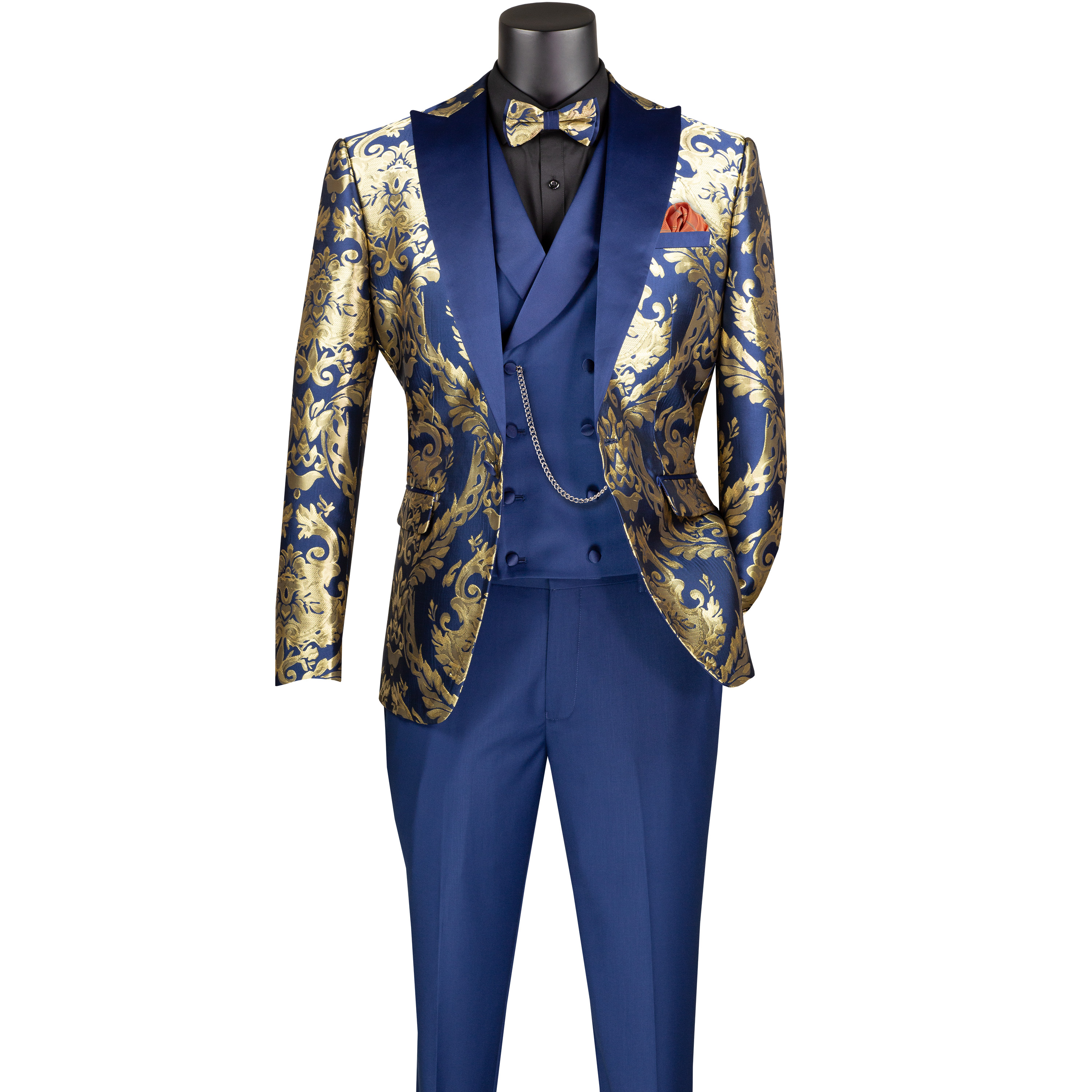 VINCI Men's Jacquard 3pc Modern Tuxedo w/ Bow-Tie - 36S-56L, 4 Colors - NEW - Picture 17 of 21