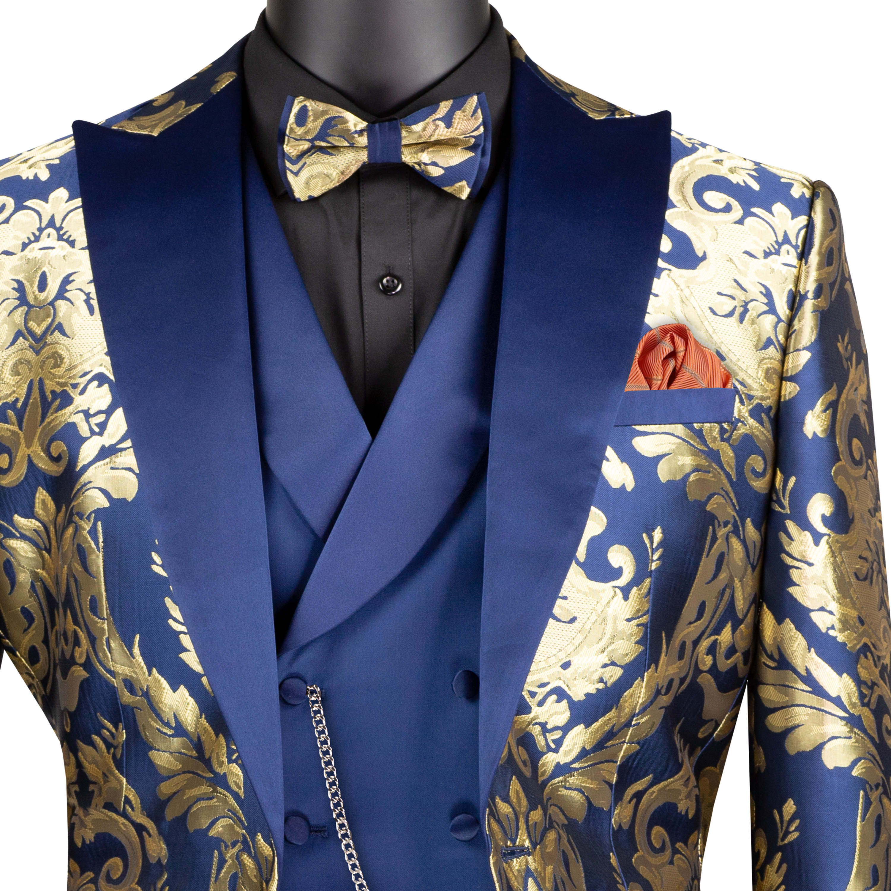 VINCI Men's Jacquard 3pc Modern Tuxedo w/ Bow-Tie - 36S-56L, 4 Colors - NEW - Picture 15 of 21