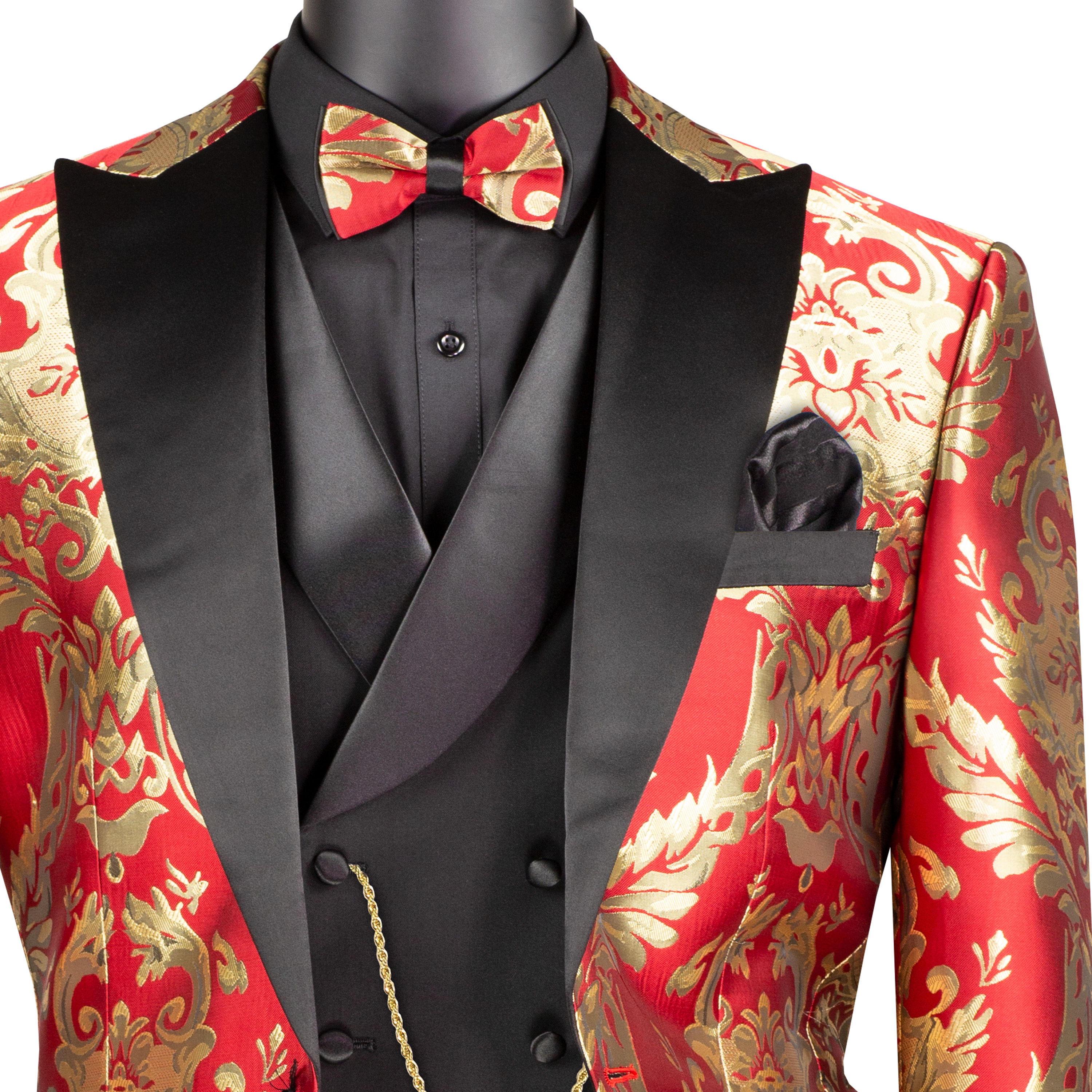 VINCI Men's Jacquard 3pc Modern Tuxedo w/ Bow-Tie - 36S-56L, 4 Colors - NEW - Picture 19 of 21