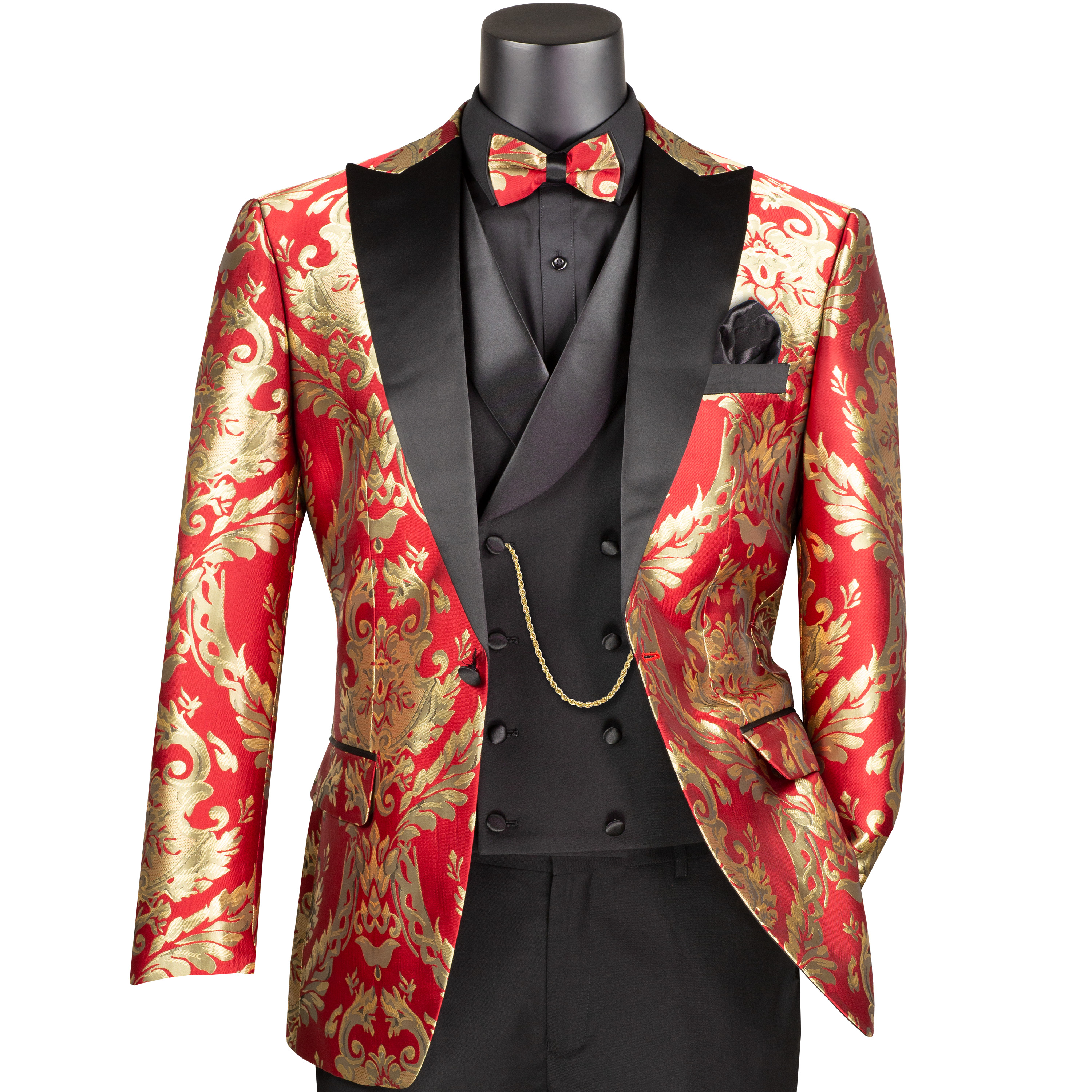 VINCI Men's Jacquard 3pc Modern Tuxedo w/ Bow-Tie - 36S-56L, 4 Colors - NEW - Picture 18 of 21