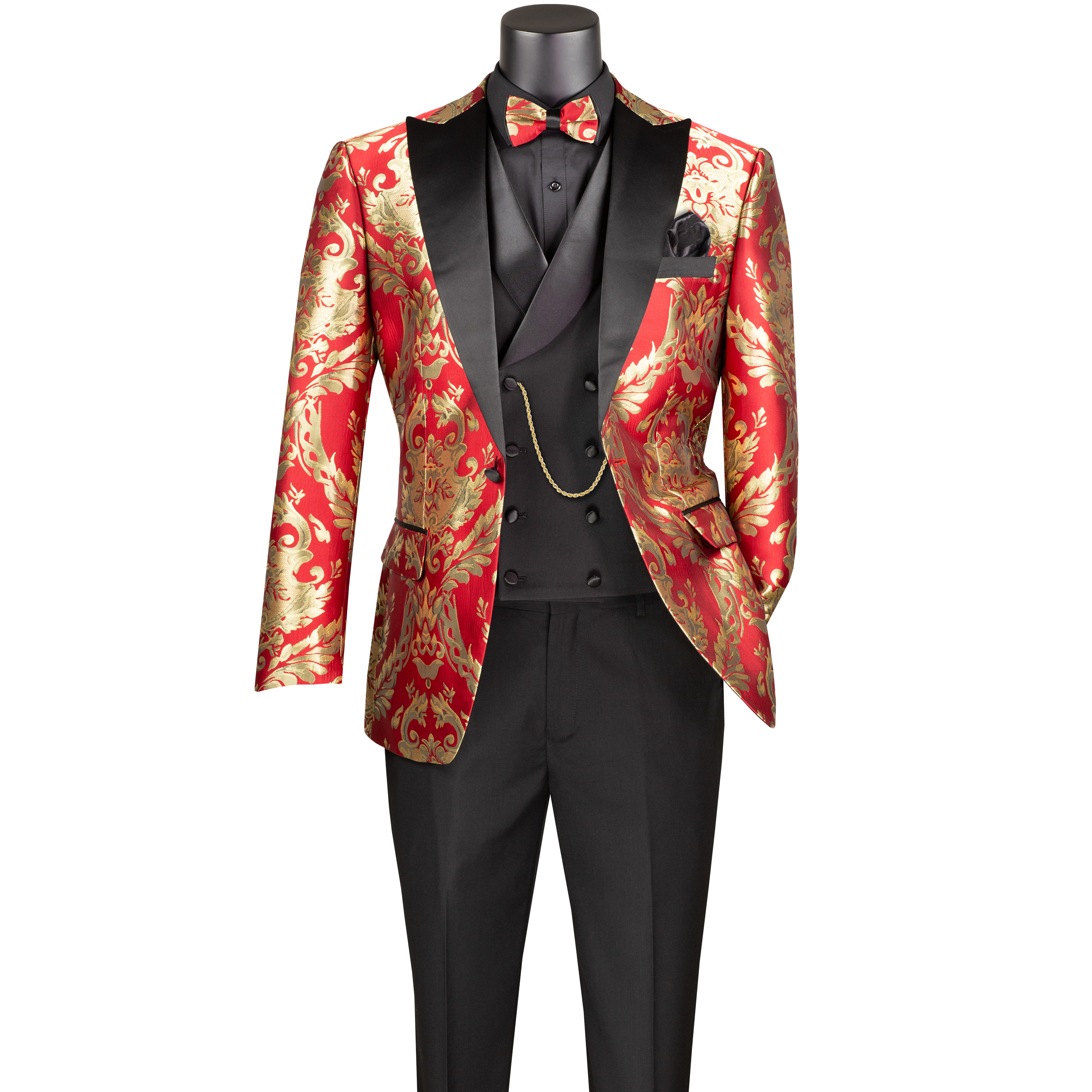 VINCI Men's Jacquard 3pc Modern Tuxedo w/ Bow-Tie - 36S-56L, 4 Colors - NEW - Picture 21 of 21