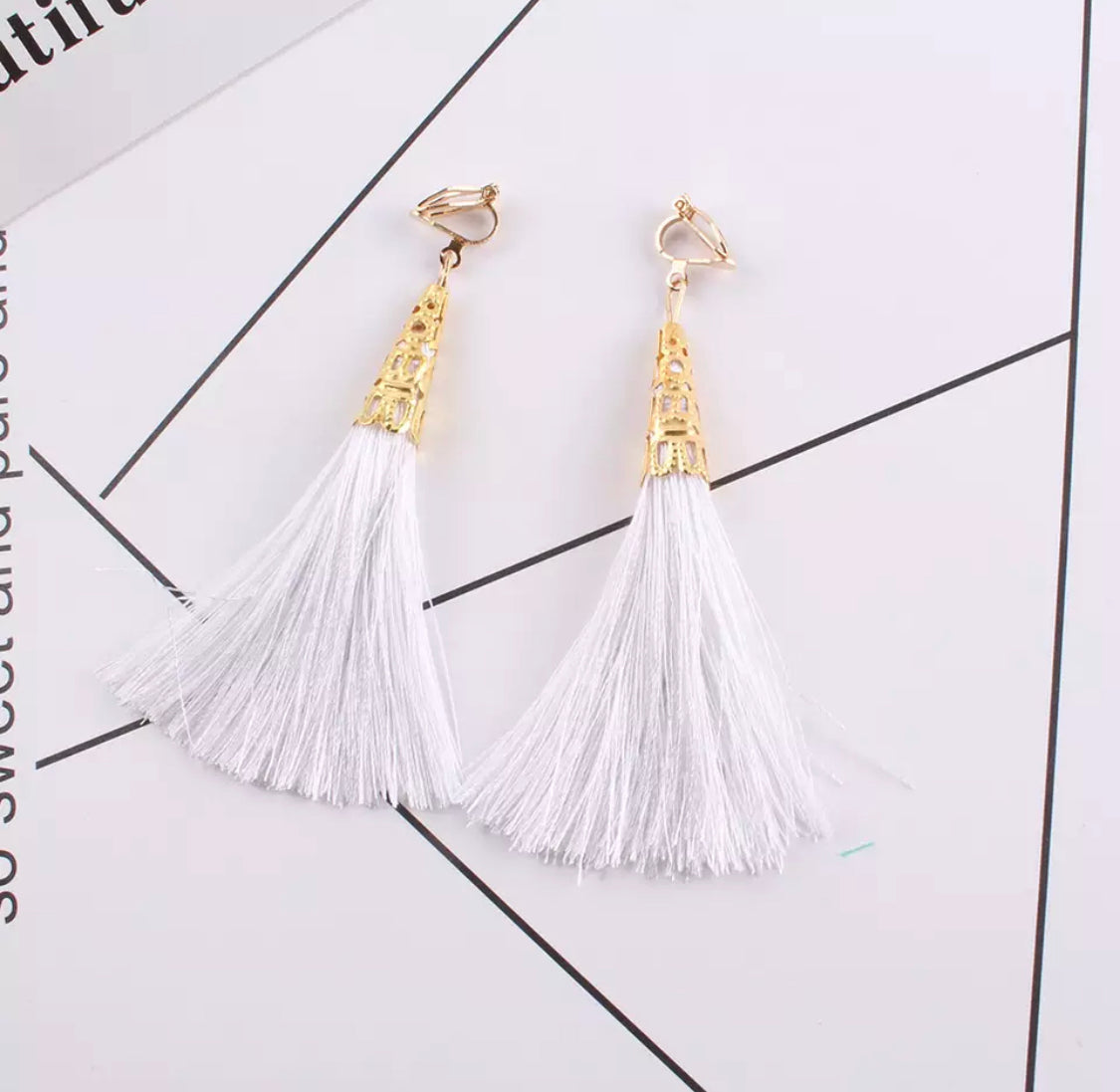 String Ear Rings Trendy clip on 3 3/4