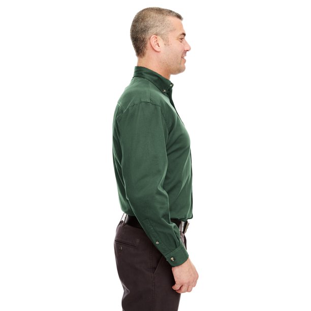 UltraClub Men's Cypress Long-Sleeve Twill Pocket 8960C - Picture 4 of 18