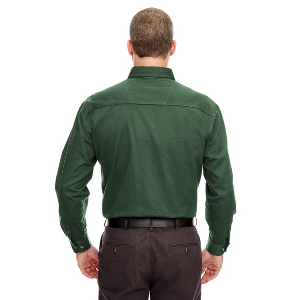 UltraClub Men's Cypress Long-Sleeve Twill Pocket 8960C - Picture 5 of 18