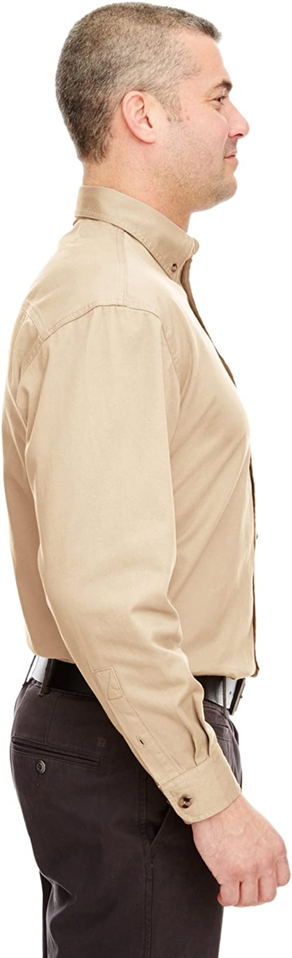 UltraClub Men's Cypress Long-Sleeve Twill Pocket 8960C - Picture 8 of 18