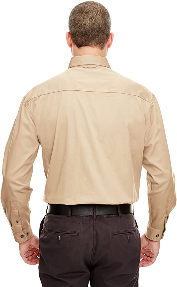 UltraClub Men's Cypress Long-Sleeve Twill Pocket 8960C - Picture 9 of 18
