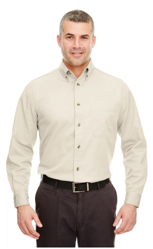 UltraClub Men's Cypress Long-Sleeve Twill Pocket 8960C - Picture 10 of 18
