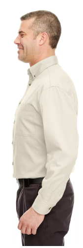 UltraClub Men's Cypress Long-Sleeve Twill Pocket 8960C - Picture 11 of 18