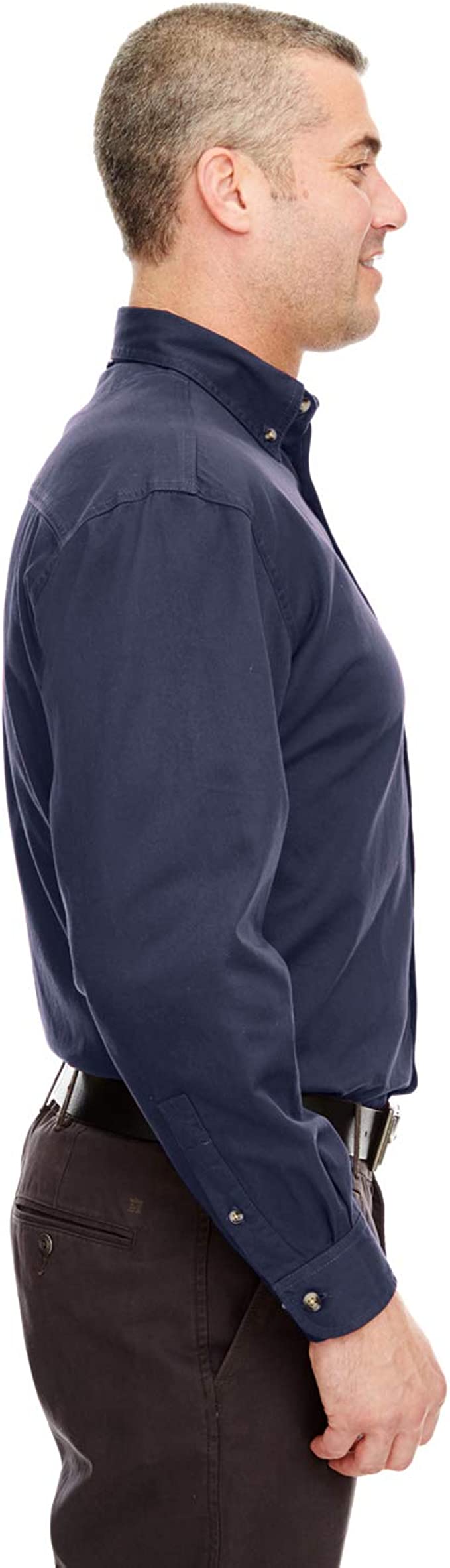 UltraClub Men's Cypress Long-Sleeve Twill Pocket 8960C - Picture 15 of 18