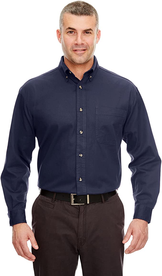 UltraClub Men's Cypress Long-Sleeve Twill Pocket 8960C - Picture 13 of 18