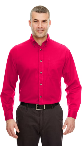 UltraClub Men's Cypress Long-Sleeve Twill Pocket 8960C - Picture 16 of 18