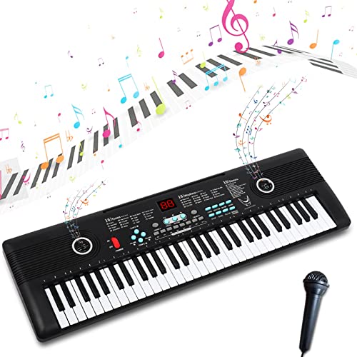 HOILUKFUNG 61 Keys Keyboard Piano for Kids, with Speaker Mic, B0B7DF44W4 - Black
