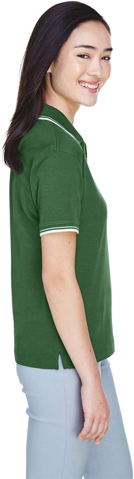 D140W Devon & Jones Ladies Tipped Pima Interlock Polo - Picture 9 of 10