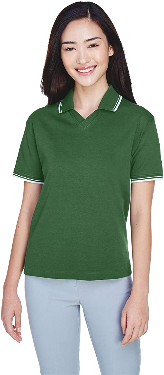 D140W Devon & Jones Ladies Tipped Pima Interlock Polo - Picture 8 of 10