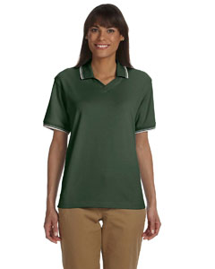 D140W Devon & Jones Ladies Tipped Pima Interlock Polo - Picture 2 of 10