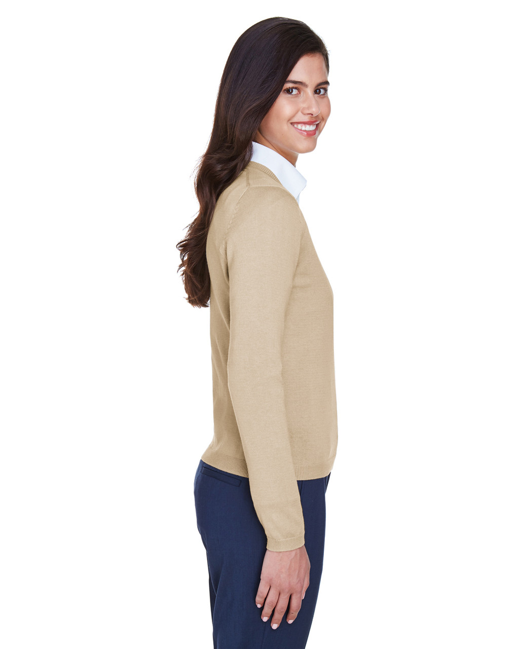 D475W Devon & Jones Ladies V-Neck Sweater - Picture 2 of 5
