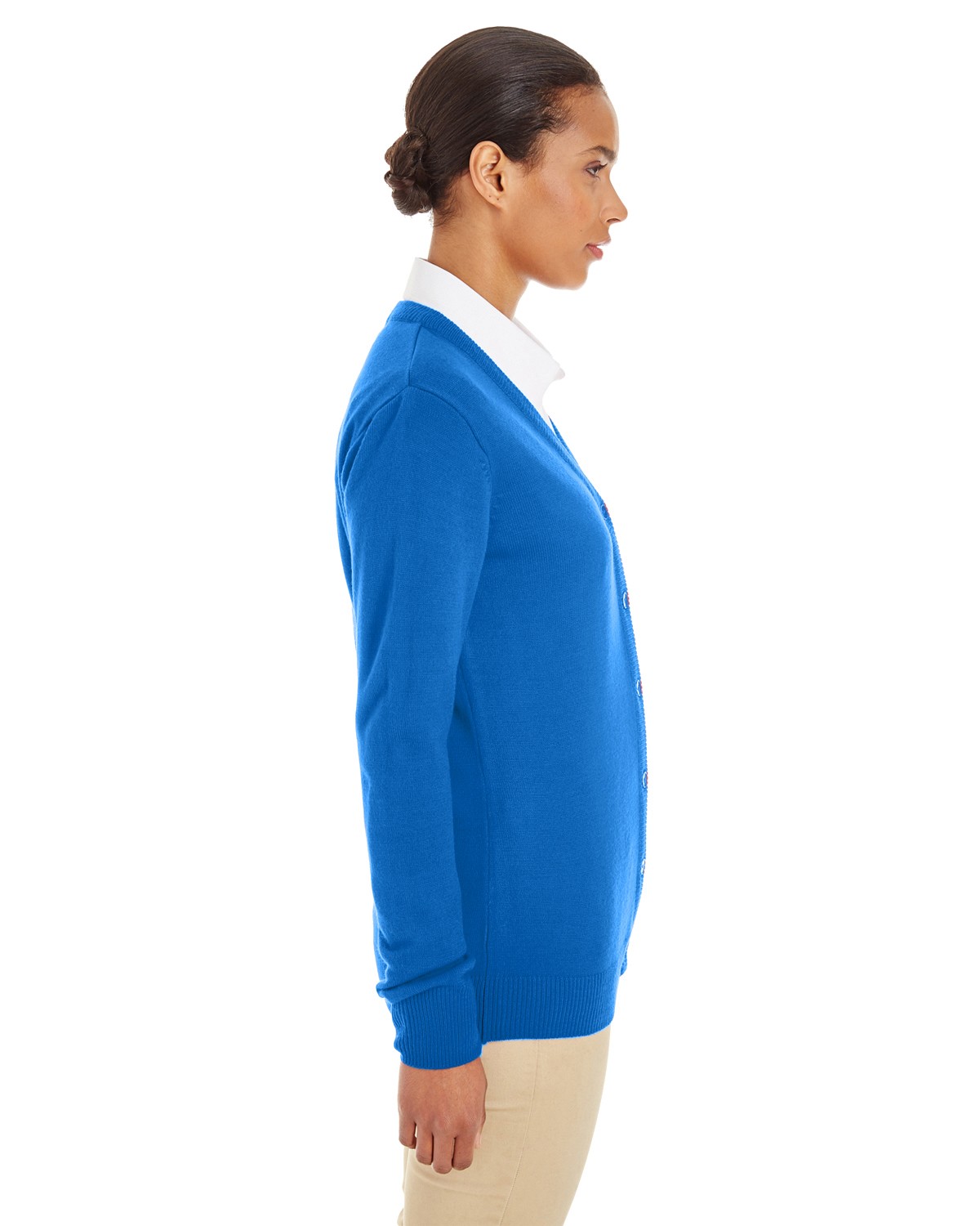 M425W Harriton Ladies' Pilbloc V-Neck Cardigan Sweater - Picture 5 of 6