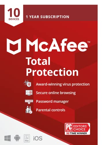 MCAFEE TOTAL PROTECTION 10 DEVICE ANTIVIRUS INTERNET SECURITY MAILED KEY CARD - Afbeelding 1 van 5