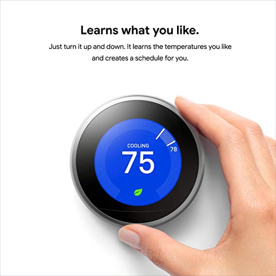 Google Nest Learning Thermostat 3rd Gen T3007ES - Stainless Steel - Picture 3 of 4
