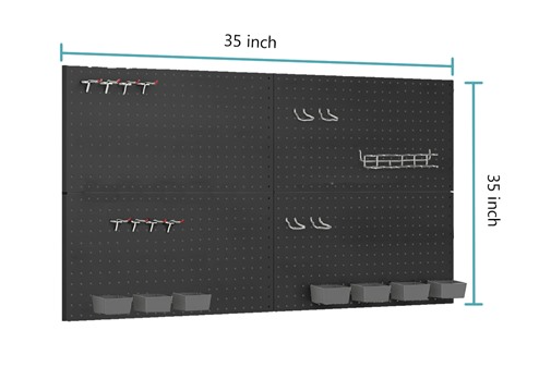 TNINE 28PC 4 PEGBOARD PANELS & ACCESSORIES - BLACK