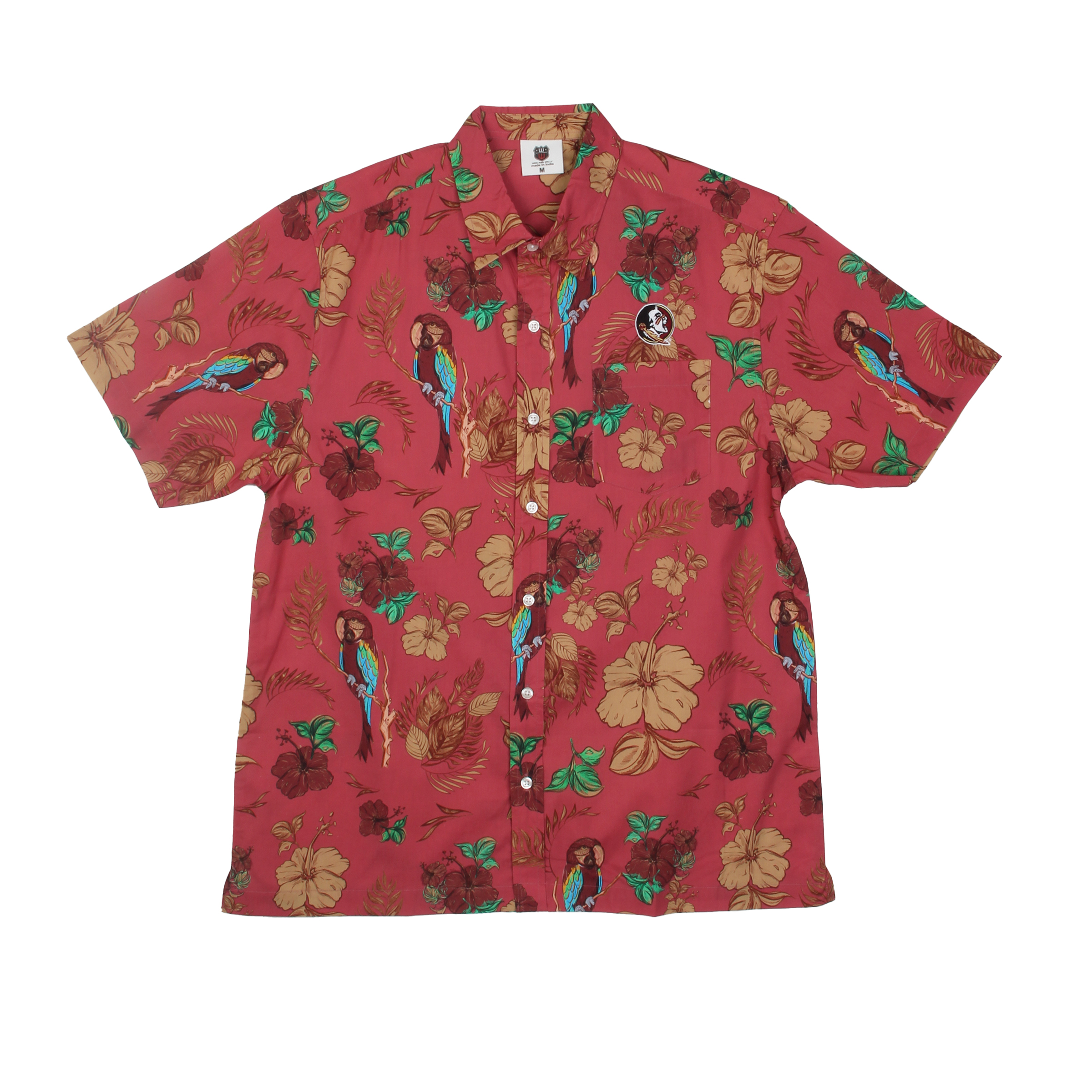 Wes and Willy Sports Fan College Team Tropical Parrot Button Up Hawaiian Shirt - Picture 4 of 43