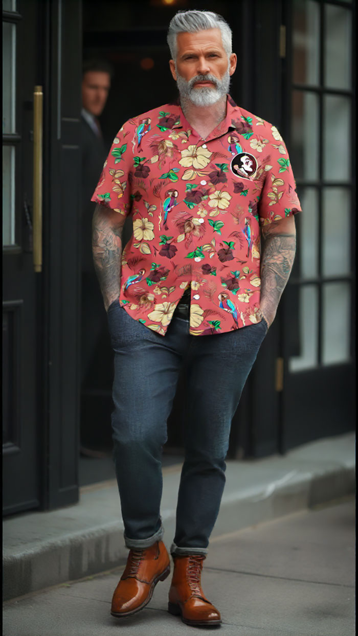 Wes and Willy Sports Fan College Team Tropical Parrot Button Up Hawaiian Shirt - Picture 6 of 43