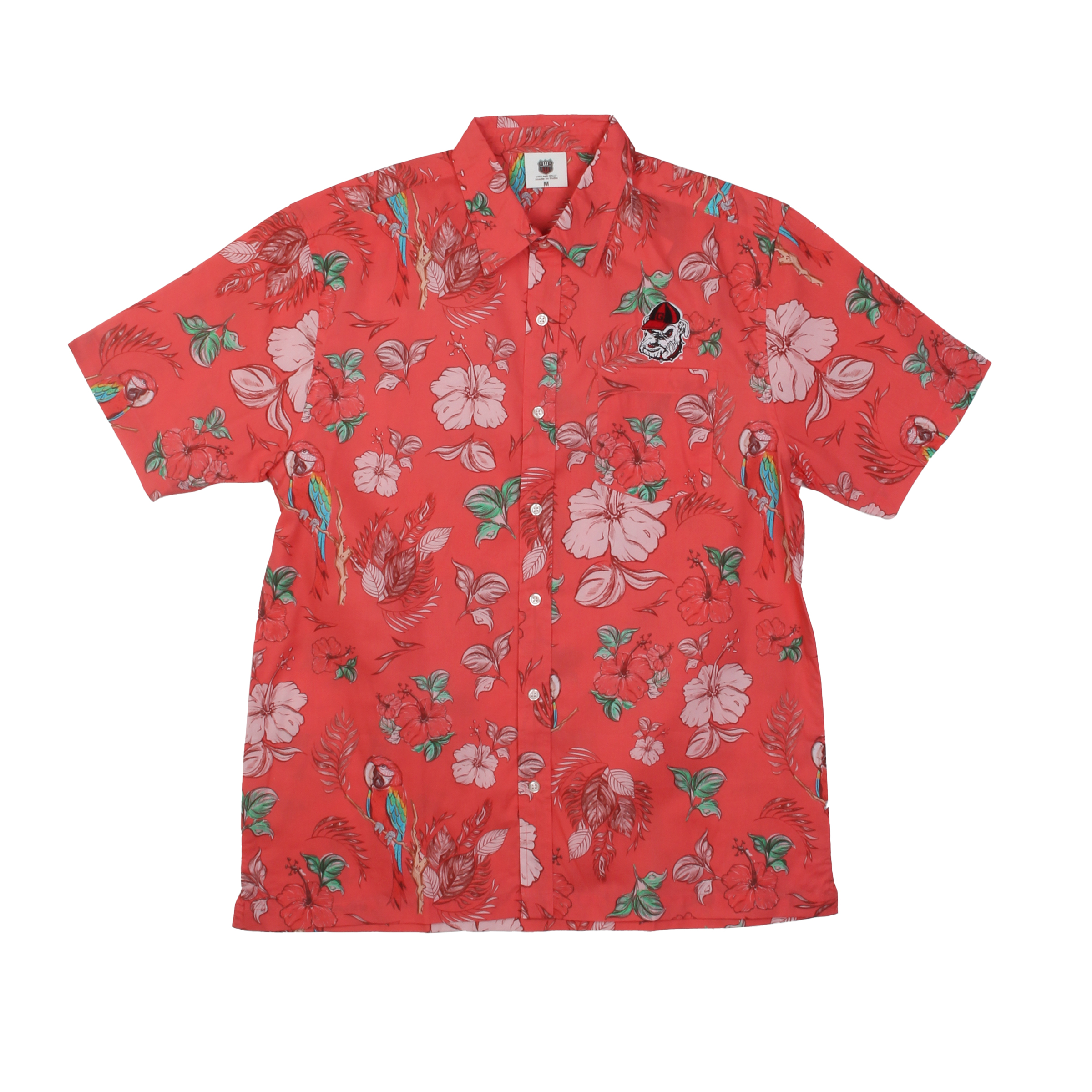 Wes and Willy Sports Fan College Team Tropical Parrot Button Up Hawaiian Shirt - Picture 9 of 43