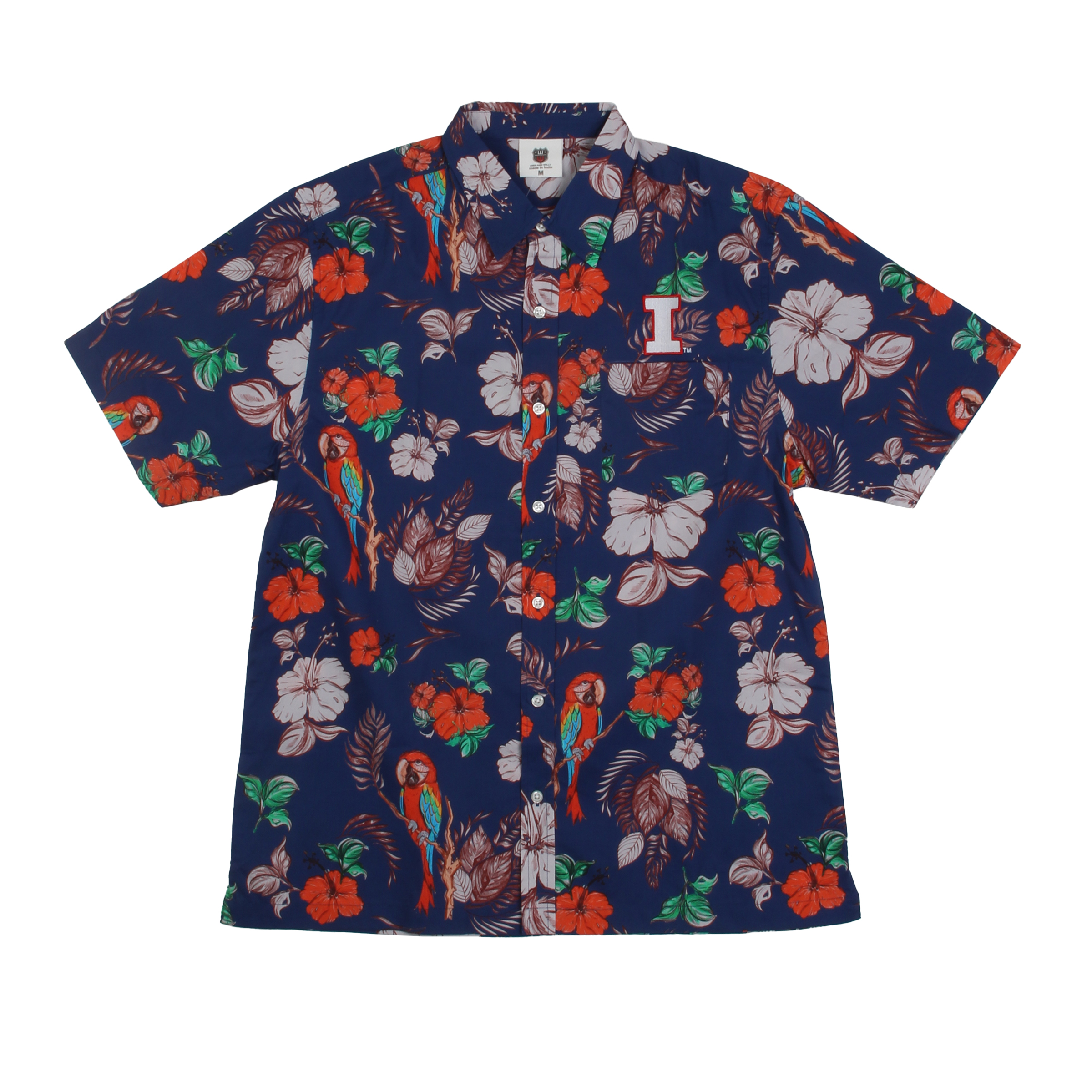 Wes and Willy Sports Fan College Team Tropical Parrot Button Up Hawaiian Shirt - Picture 13 of 43