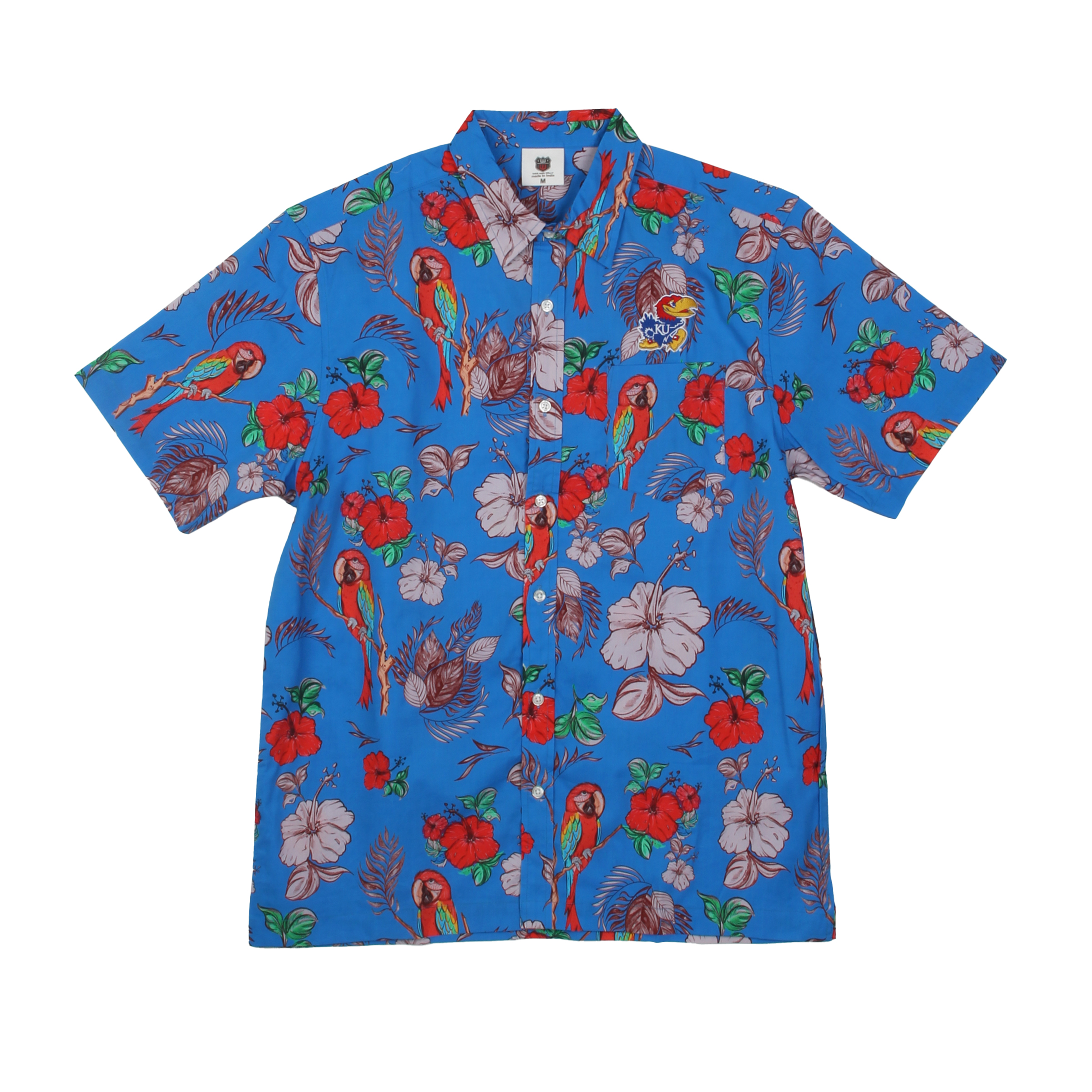 Wes and Willy Sports Fan College Team Tropical Parrot Button Up Hawaiian Shirt - Picture 15 of 43