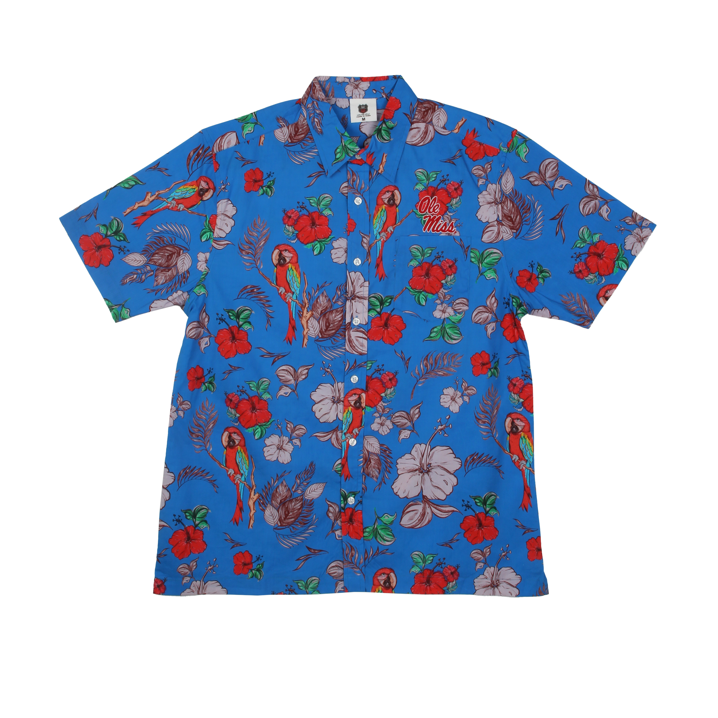Wes and Willy Sports Fan College Team Tropical Parrot Button Up Hawaiian Shirt - Picture 23 of 43