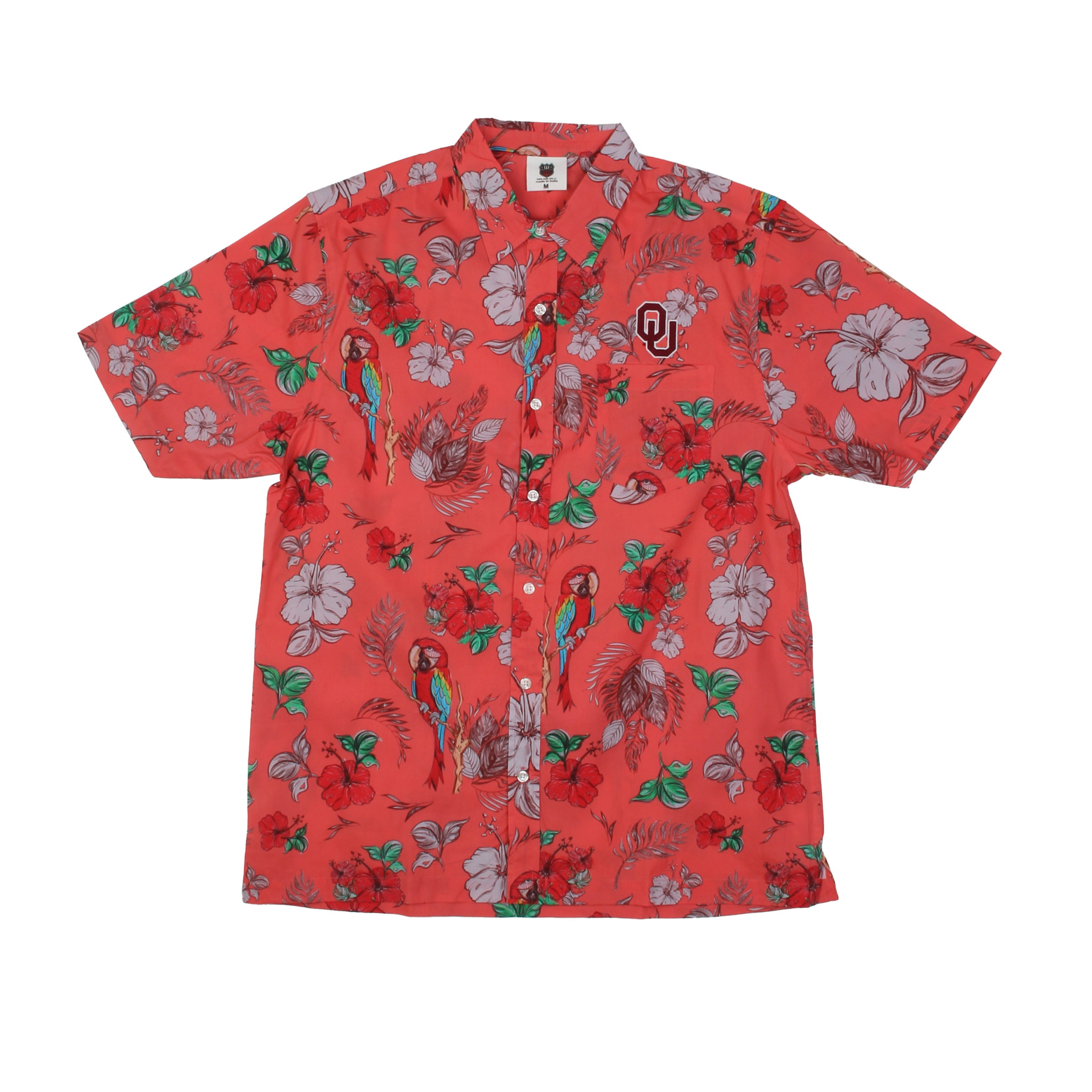 Wes and Willy Sports Fan College Team Tropical Parrot Button Up Hawaiian Shirt - Picture 29 of 43