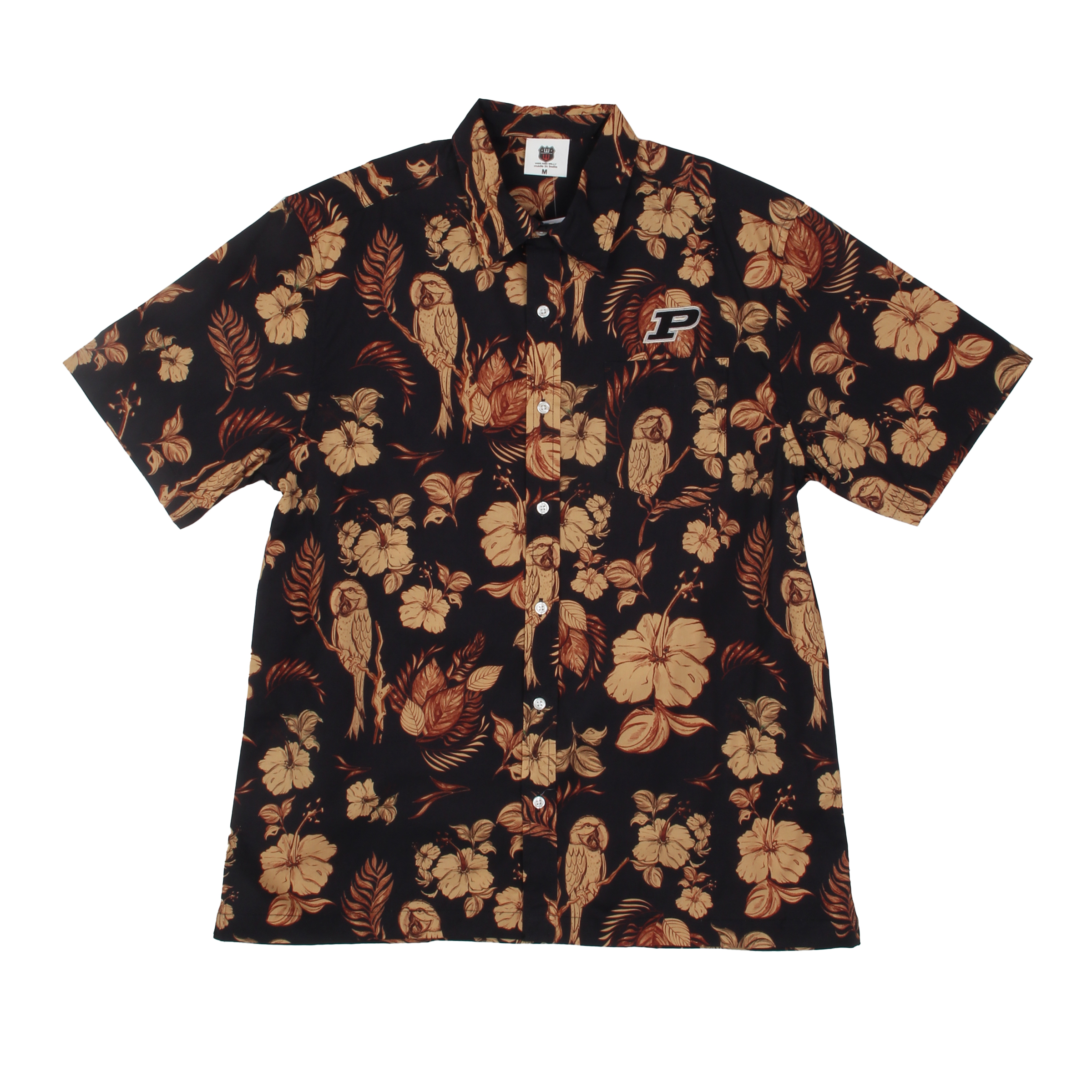 Wes and Willy Sports Fan College Team Tropical Parrot Button Up Hawaiian Shirt - Picture 35 of 43