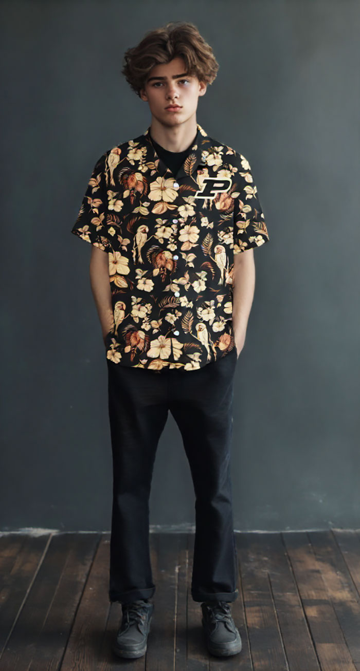 Wes and Willy Sports Fan College Team Tropical Parrot Button Up Hawaiian Shirt - Picture 34 of 43