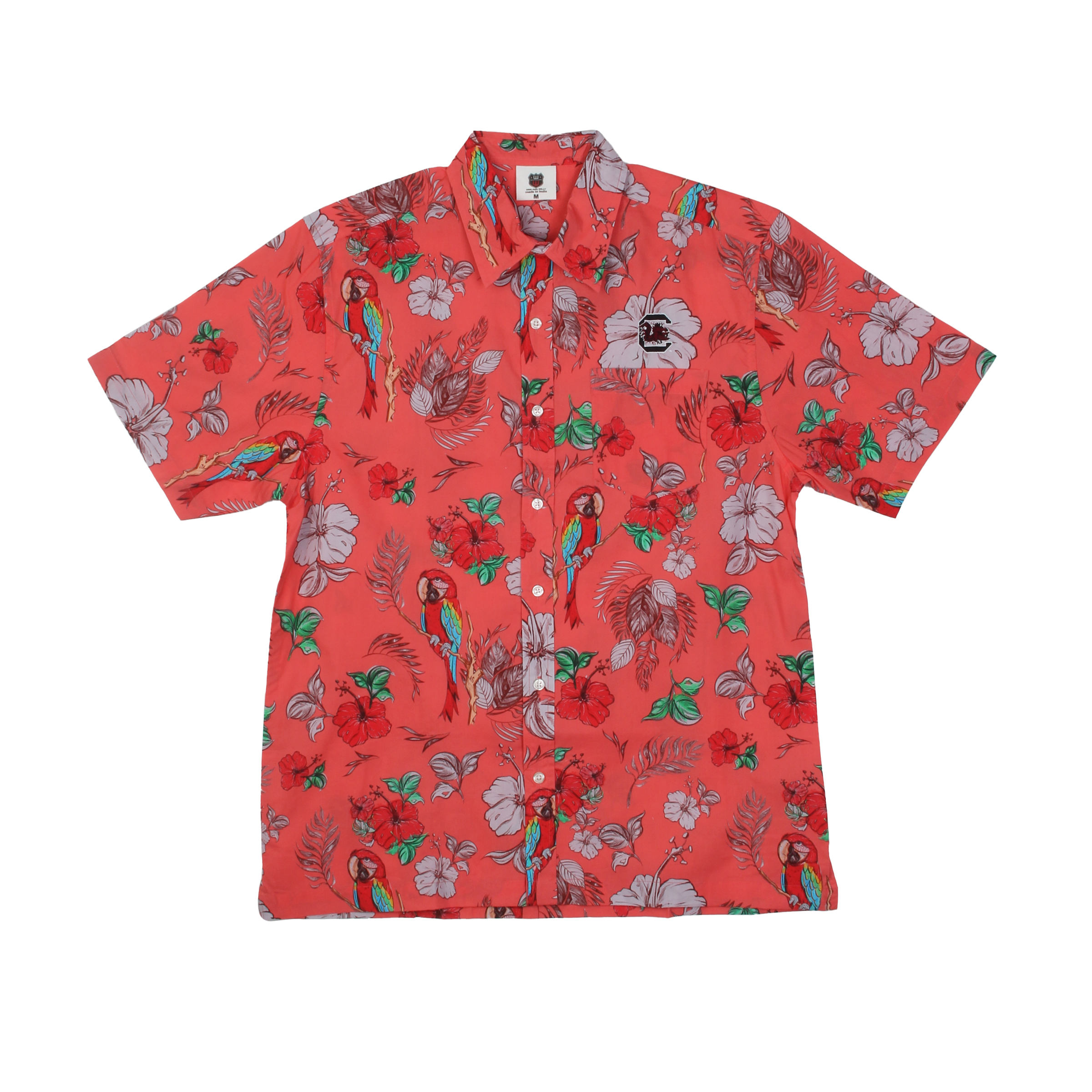 Wes and Willy Sports Fan College Team Tropical Parrot Button Up Hawaiian Shirt - Picture 39 of 43