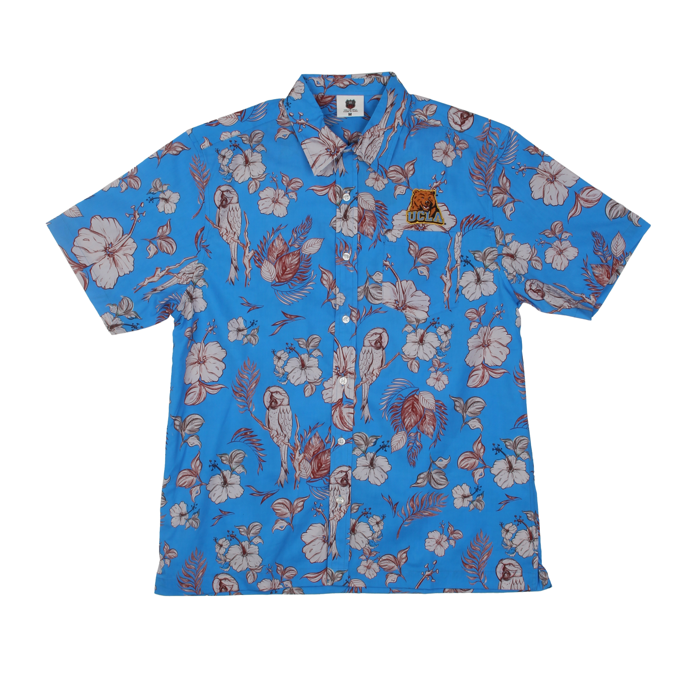 Wes and Willy Sports Fan College Team Tropical Parrot Button Up Hawaiian Shirt - Picture 40 of 43