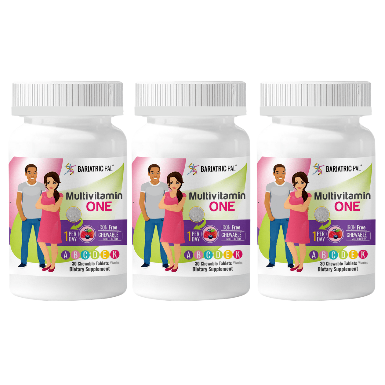 BariatricPal Multivitamin ONE "1 per Day!" Chewable & IRON-FREE - Mixed Berry - Picture 5 of 7