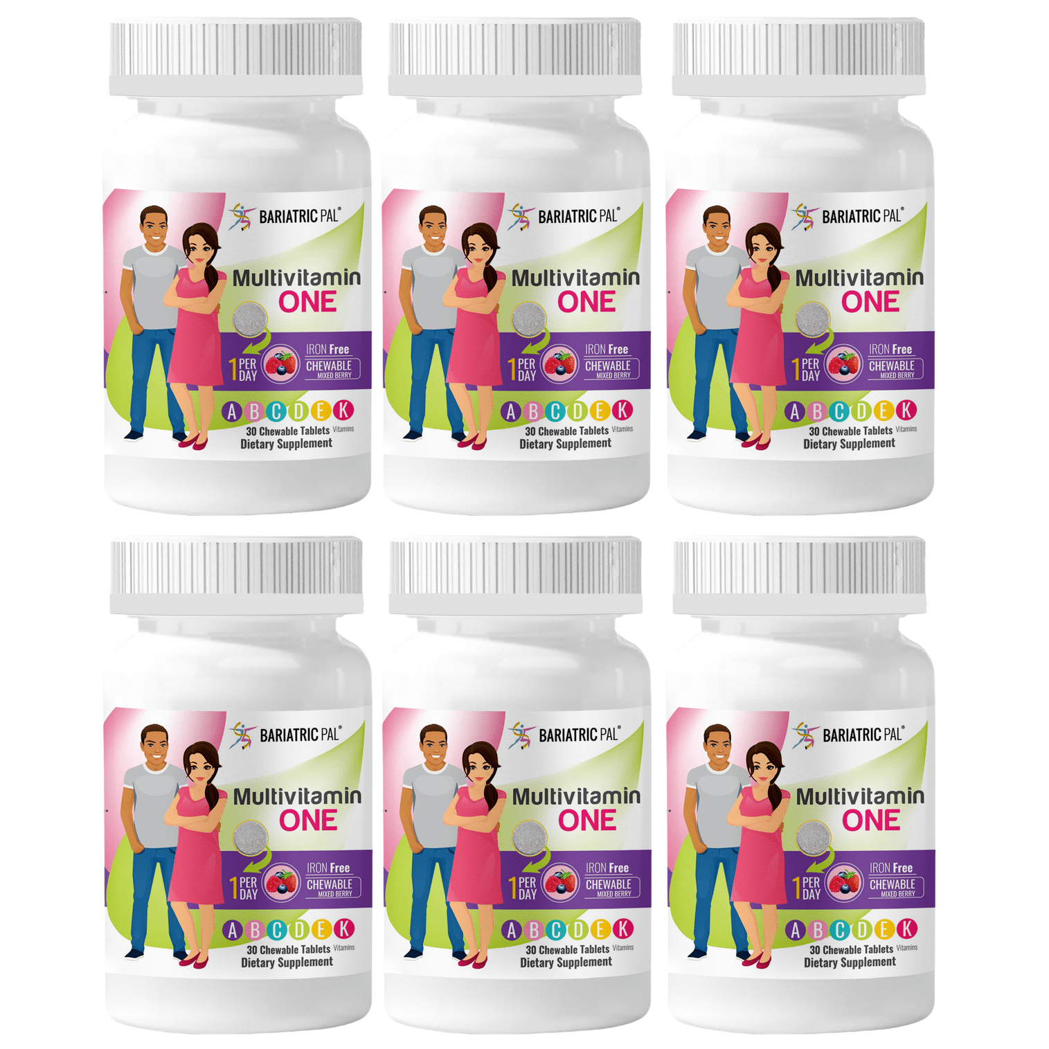 BariatricPal Multivitamin ONE "1 per Day!" Chewable & IRON-FREE - Mixed Berry - Picture 6 of 7